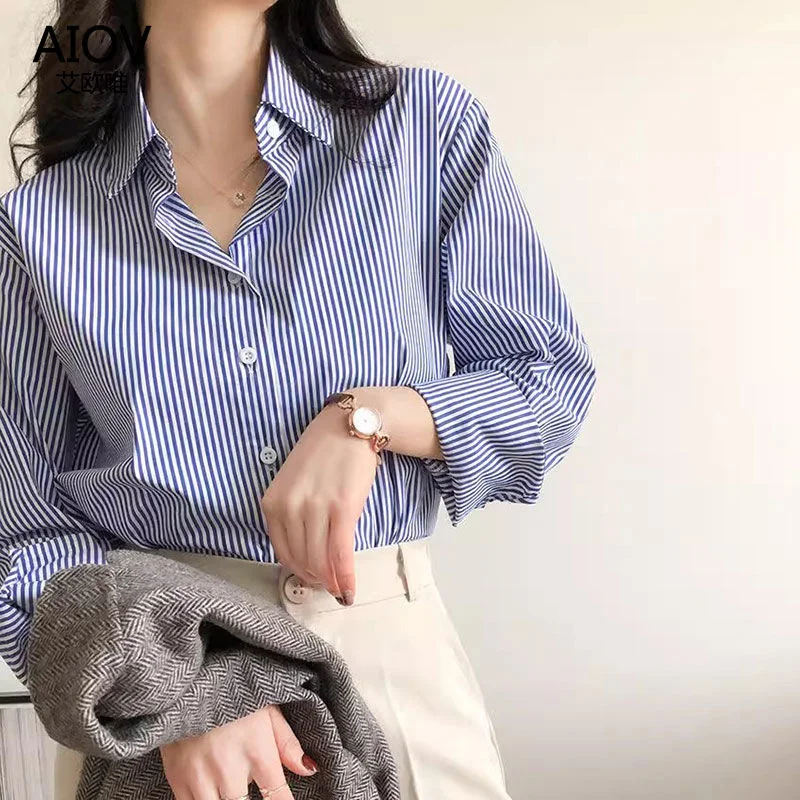 Alvara | Women Striped Button Down Long Sleeve Blouse - Image 5