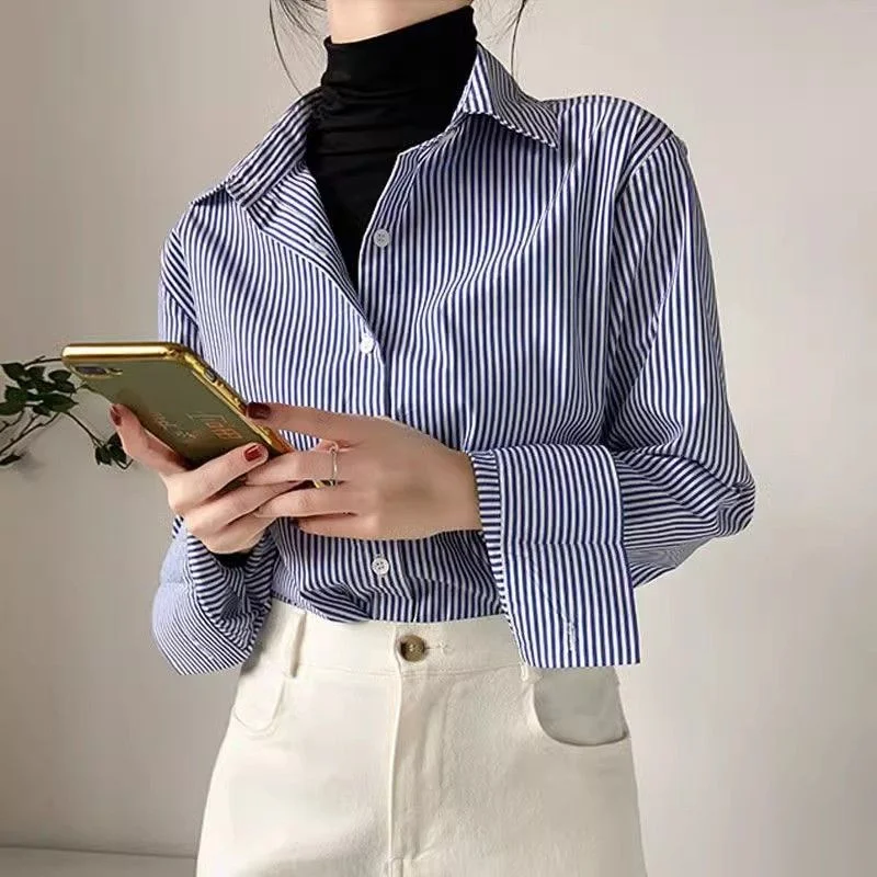 Alvara | Women Striped Button Down Long Sleeve Blouse - Image 6