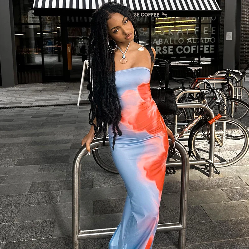 Aurea | Women Strapless Printed Maxi Beach Dress - Image 4