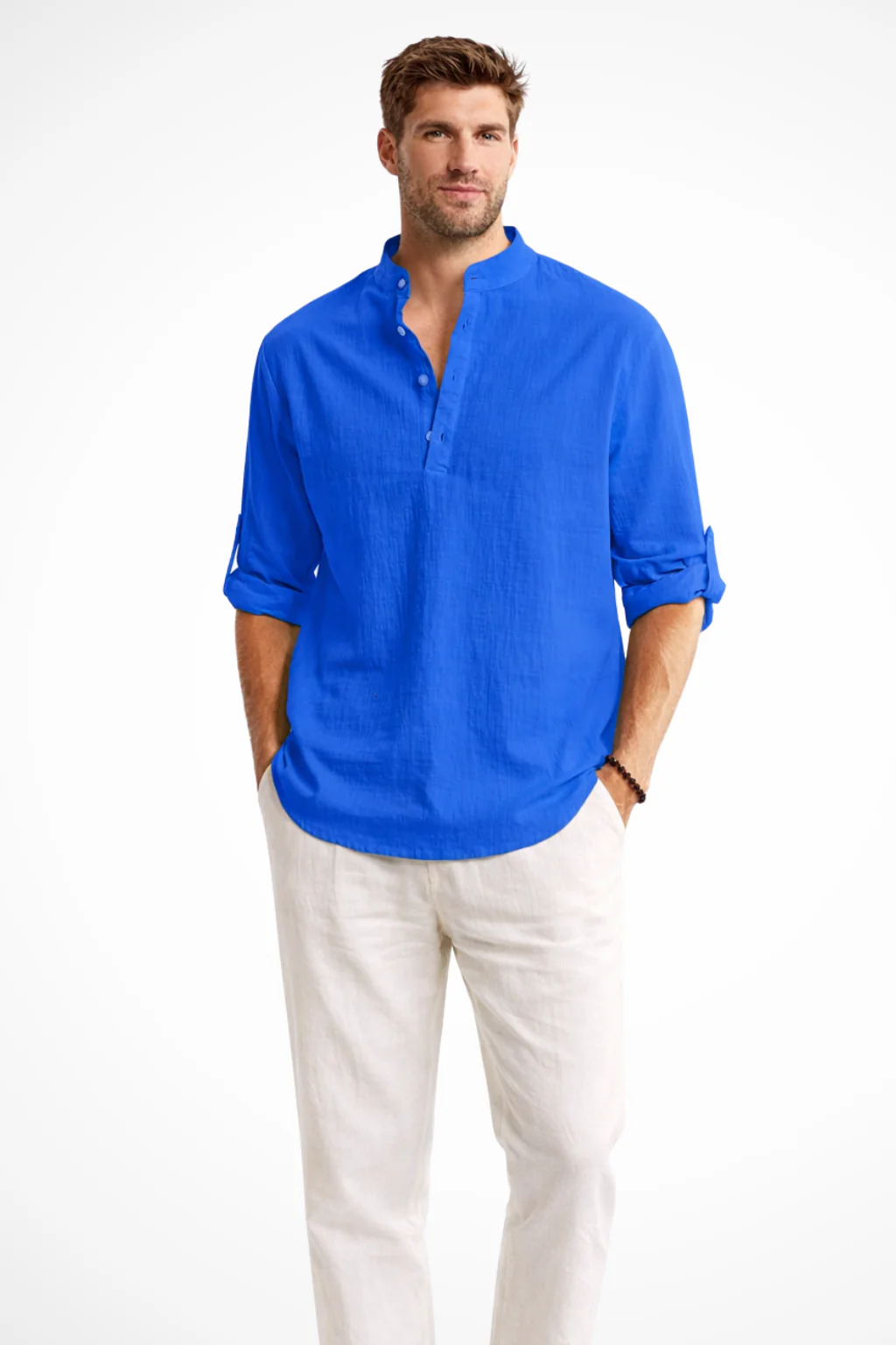 Aurelio | Men Collar Shirt Linen Summer Shirt - Image 10