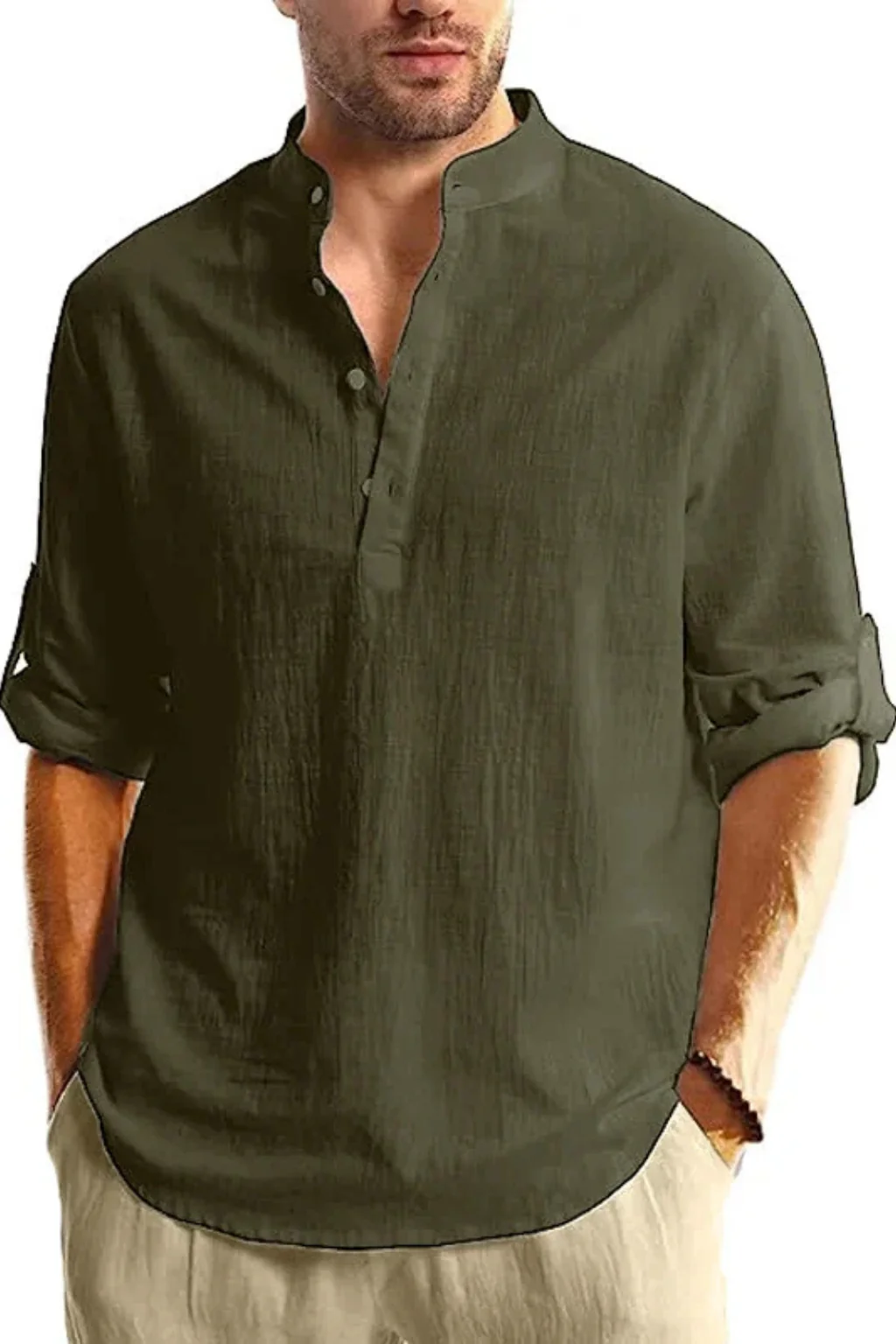 Aurelio | Men Collar Shirt Linen Summer Shirt - Image 12