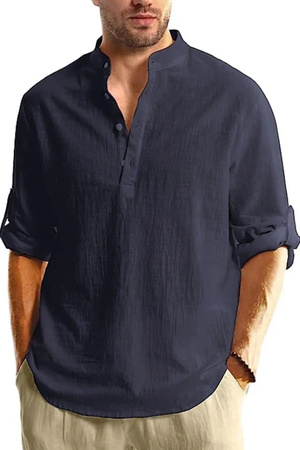 Aurelio | Men Collar Shirt Linen Summer Shirt - Image 14
