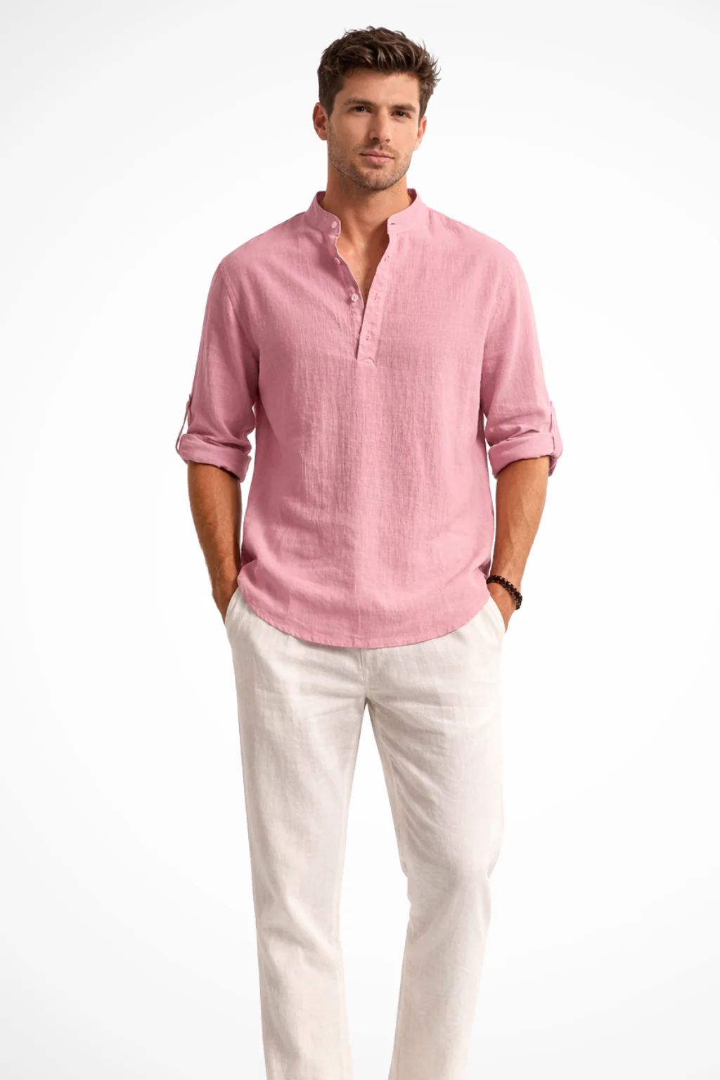 Aurelio | Men Collar Shirt Linen Summer Shirt - Image 15