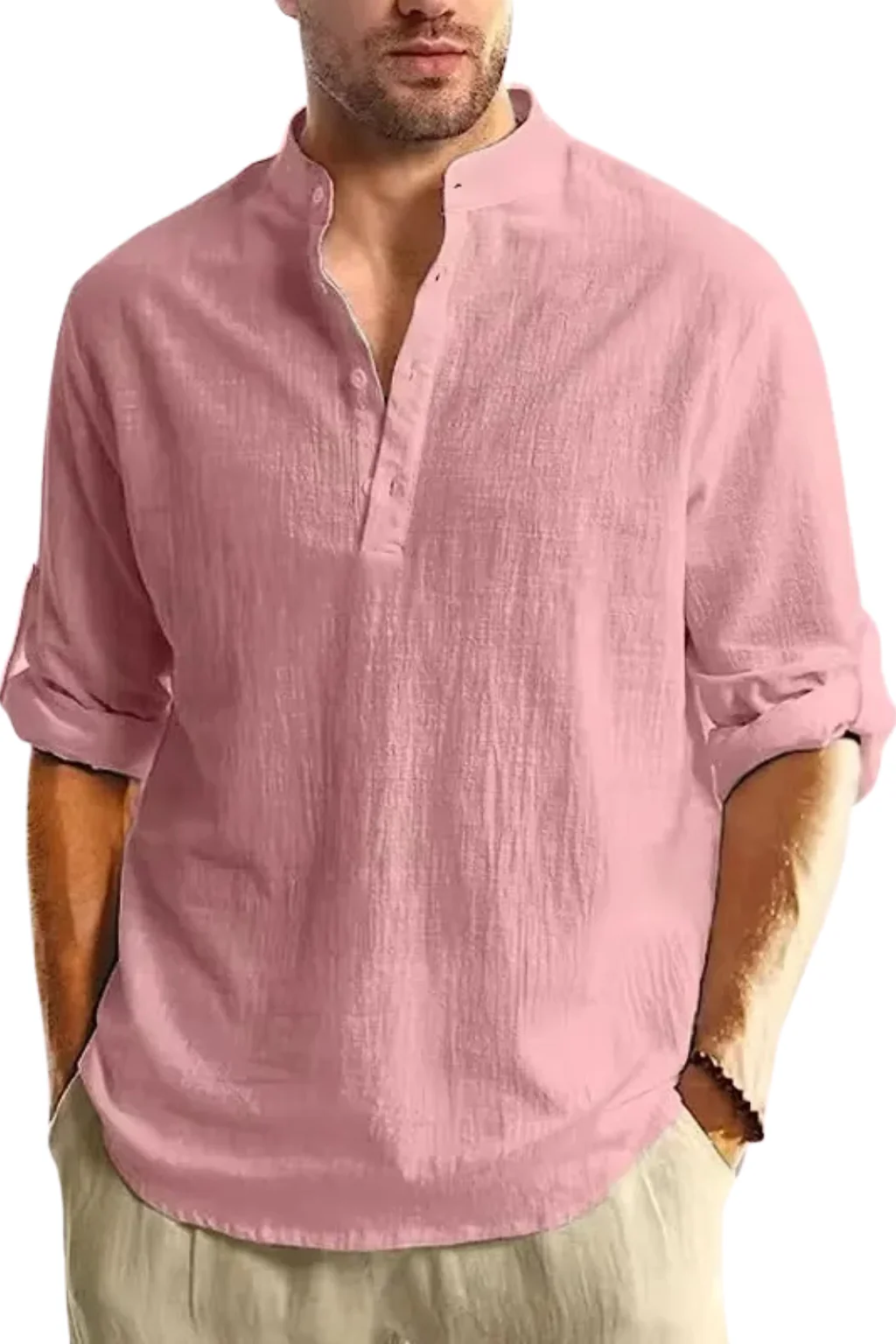 Aurelio | Men Collar Shirt Linen Summer Shirt - Image 16