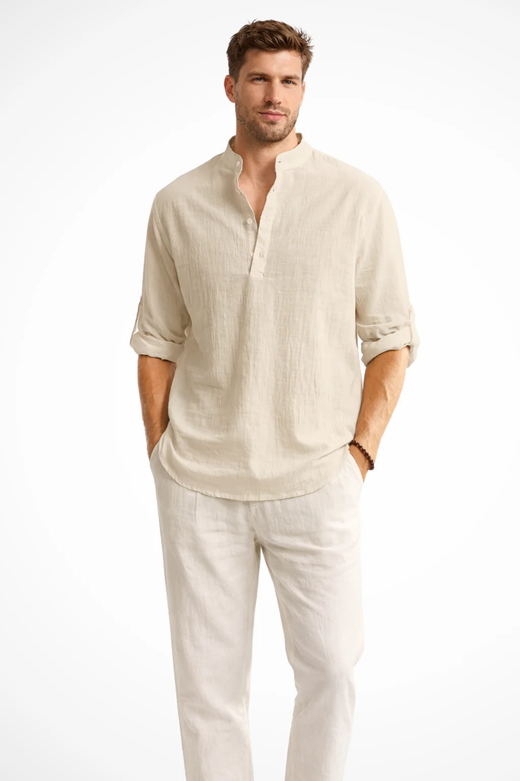 Aurelio | Men Collar Shirt Linen Summer Shirt - Image 17
