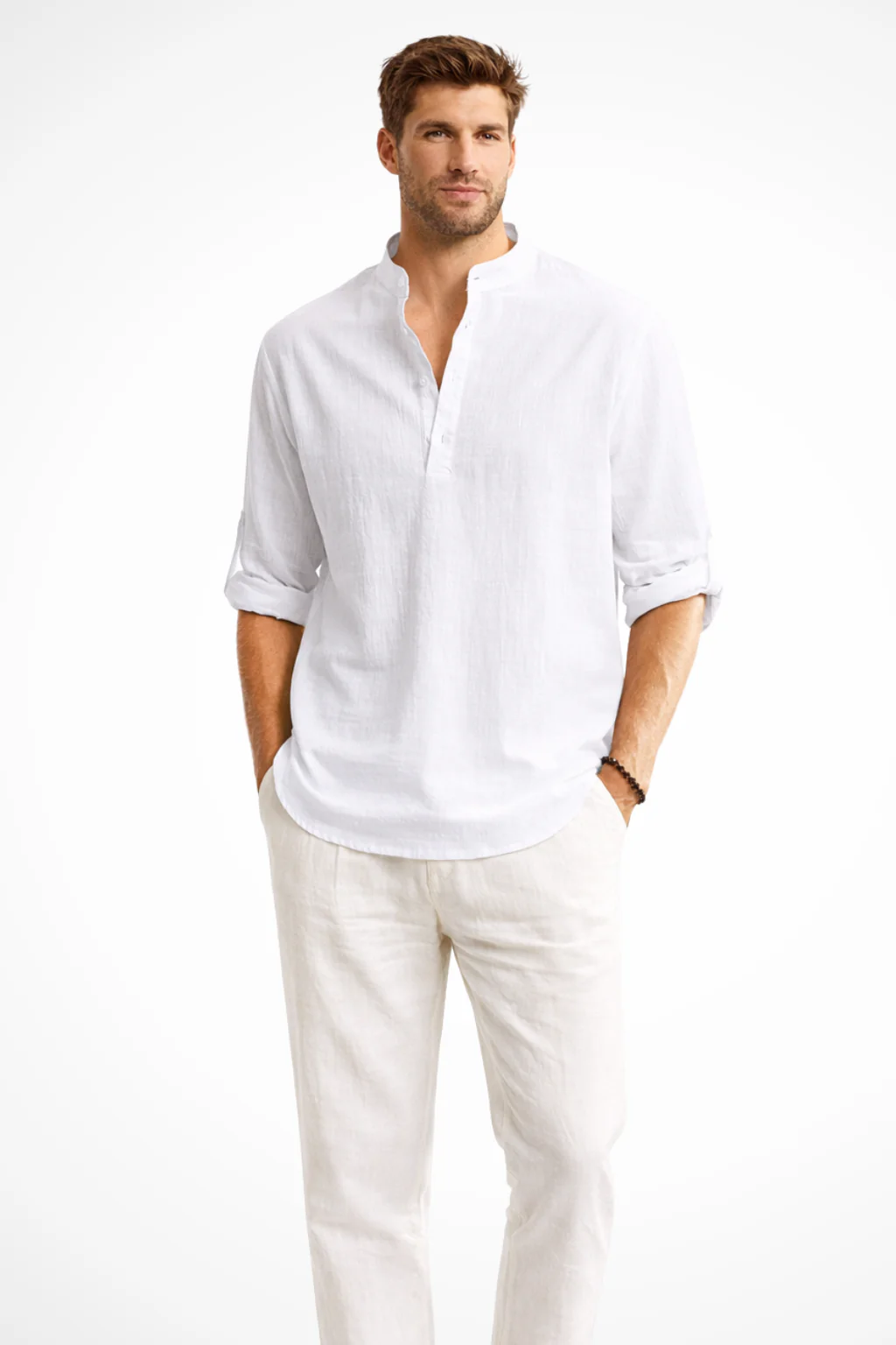 Aurelio | Men Collar Shirt Linen Summer Shirt - Image 3