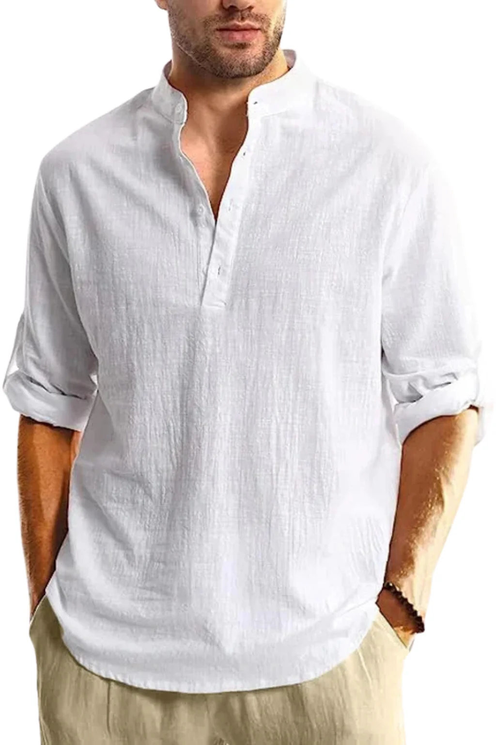 Aurelio | Men Collar Shirt Linen Summer Shirt - Image 4