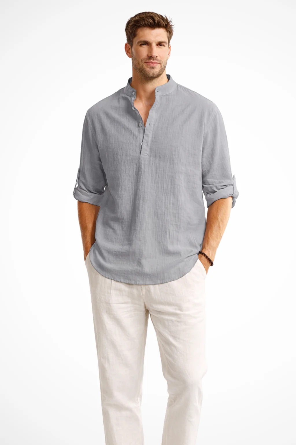 Aurelio | Men Collar Shirt Linen Summer Shirt - Image 8