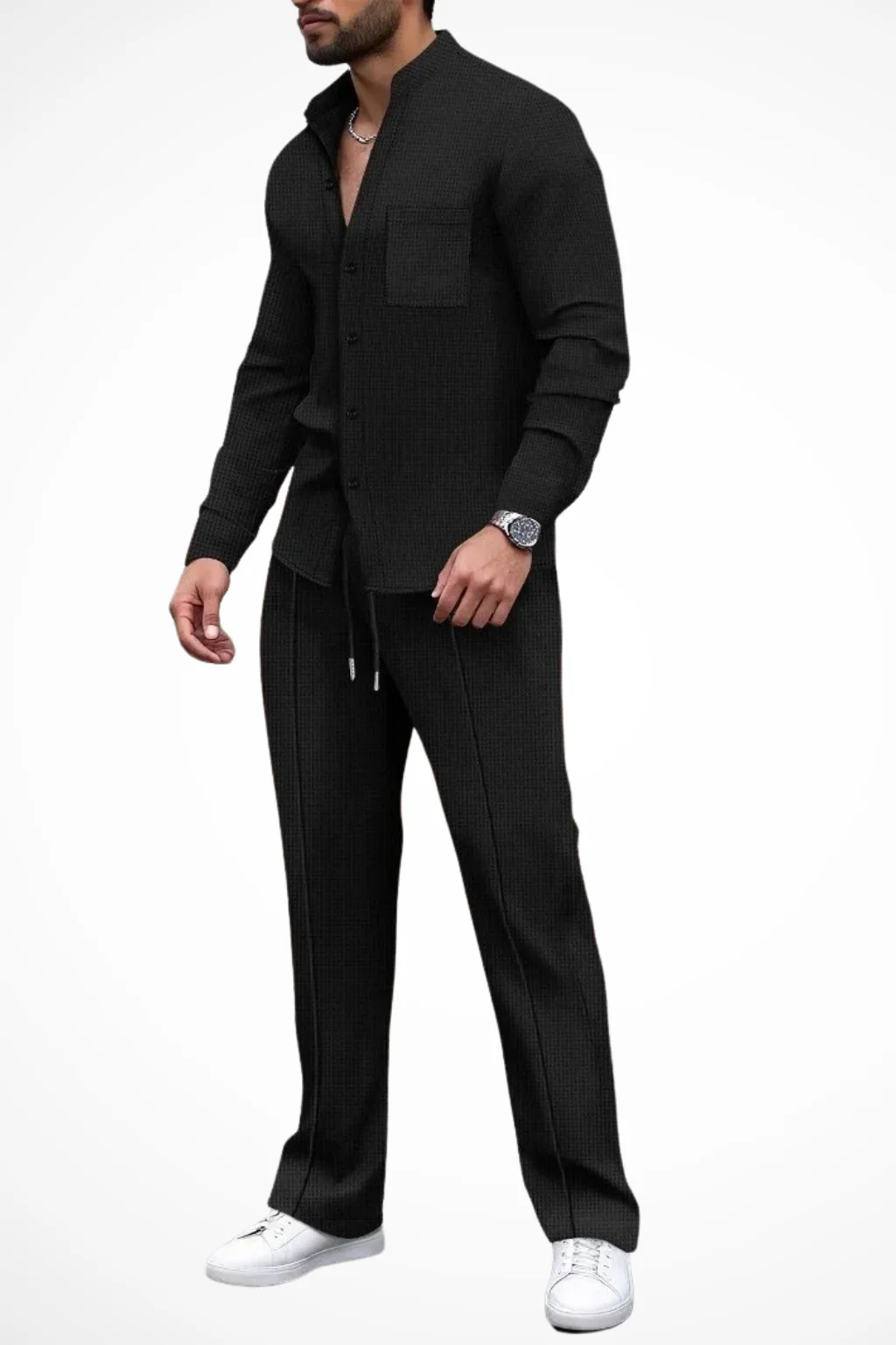 Barrington | Men Textured Button Shirt and Trousers 2 Piece Set - Image 12