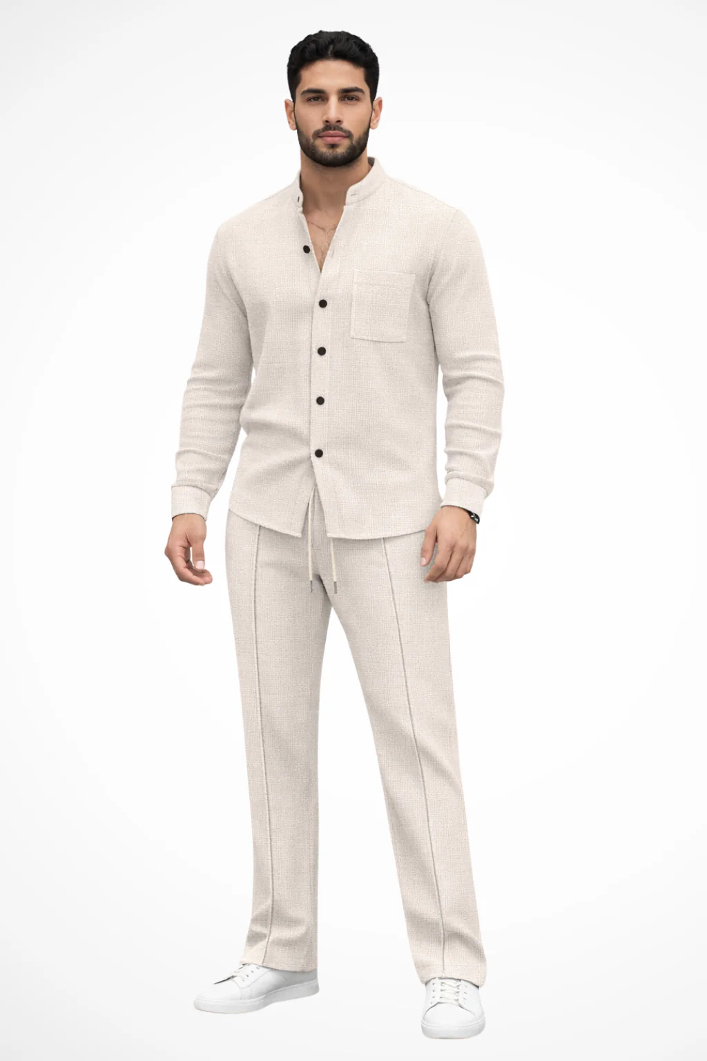 Barrington | Men Textured Button Shirt and Trousers 2 Piece Set - Image 5