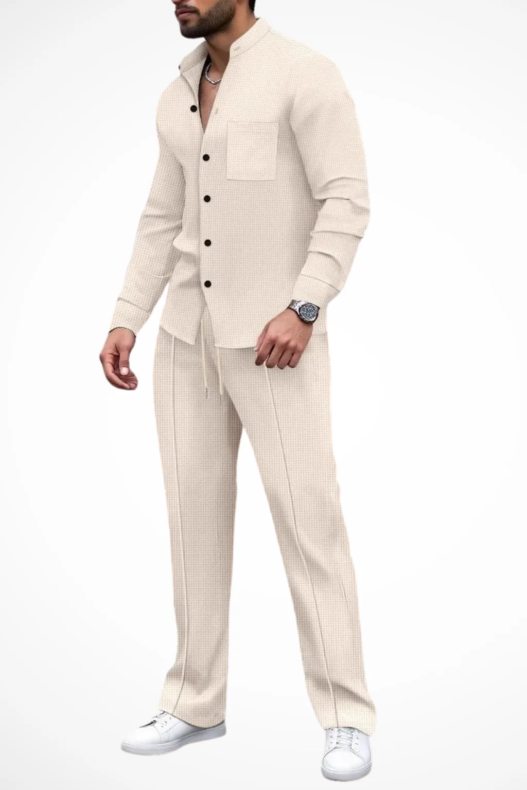 Barrington | Men Textured Button Shirt and Trousers 2 Piece Set - Image 6