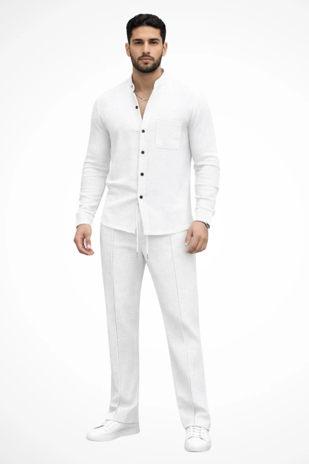 Barrington | Men Textured Button Shirt and Trousers 2 Piece Set - Image 7