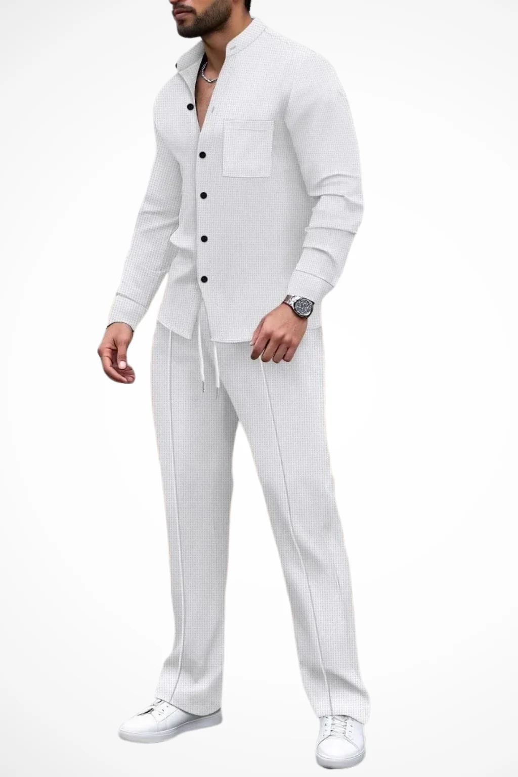 Barrington | Men Textured Button Shirt and Trousers 2 Piece Set - Image 8