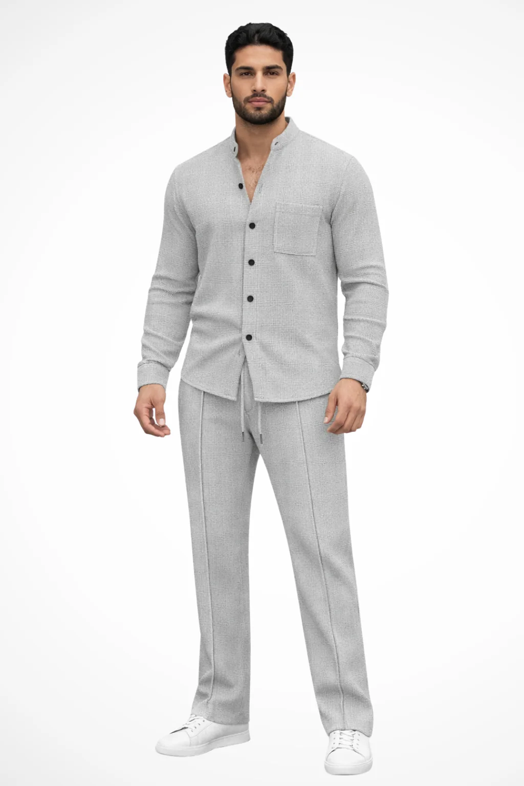 Barrington | Men Textured Button Shirt and Trousers 2 Piece Set - Image 9