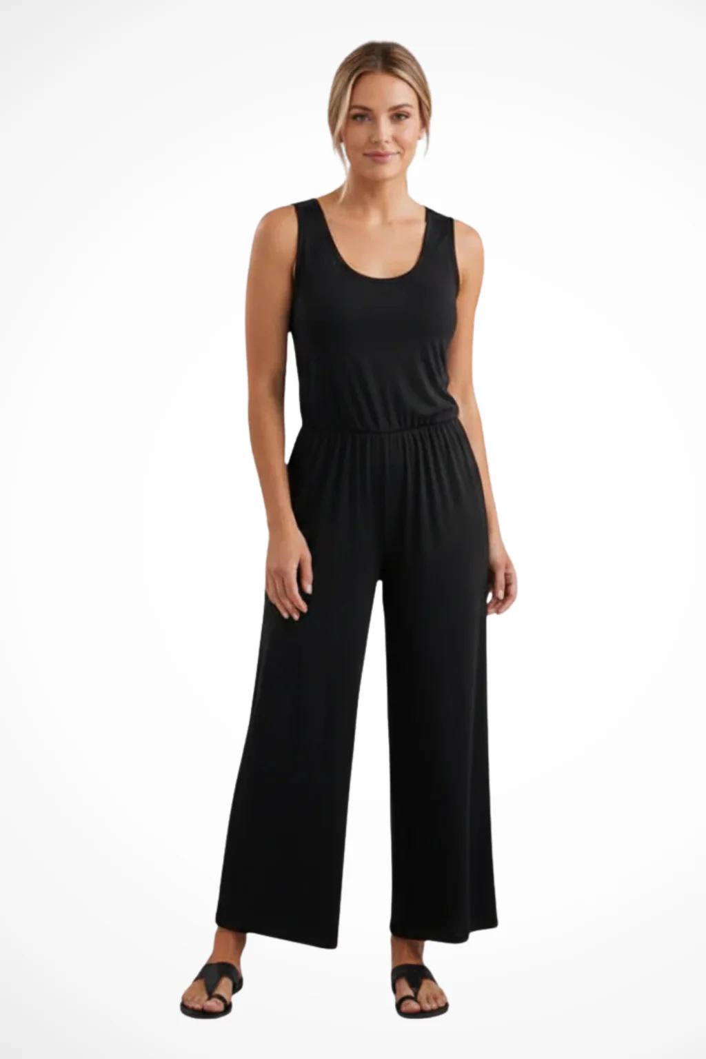 Blythe | Women Sleeveless Round Neck Wide Leg Jumpsuit with Pockets - Image 7