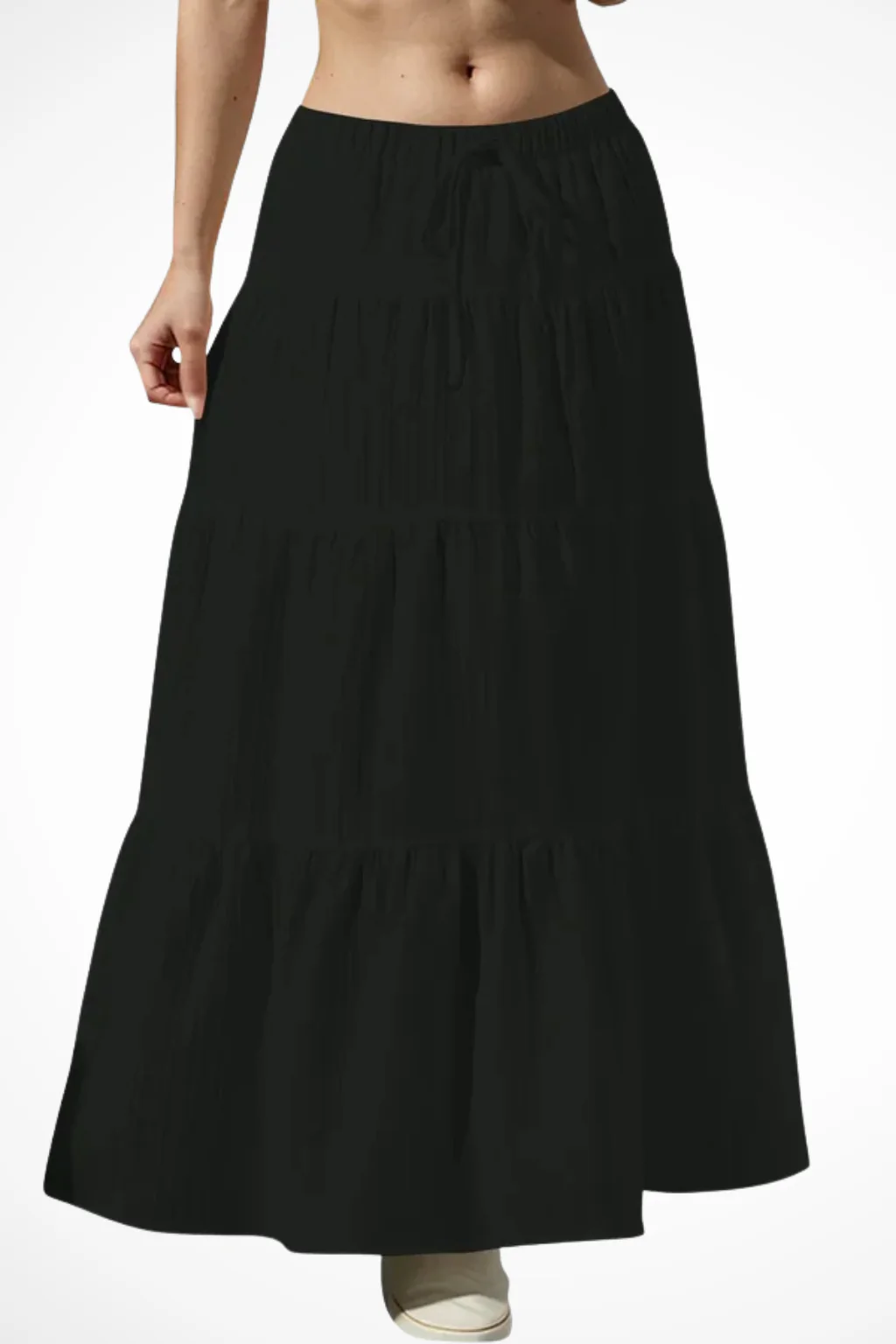 Bonnie | Women Elasticated Drawstring Waist Tiered Boho Maxi Skirt - Image 10