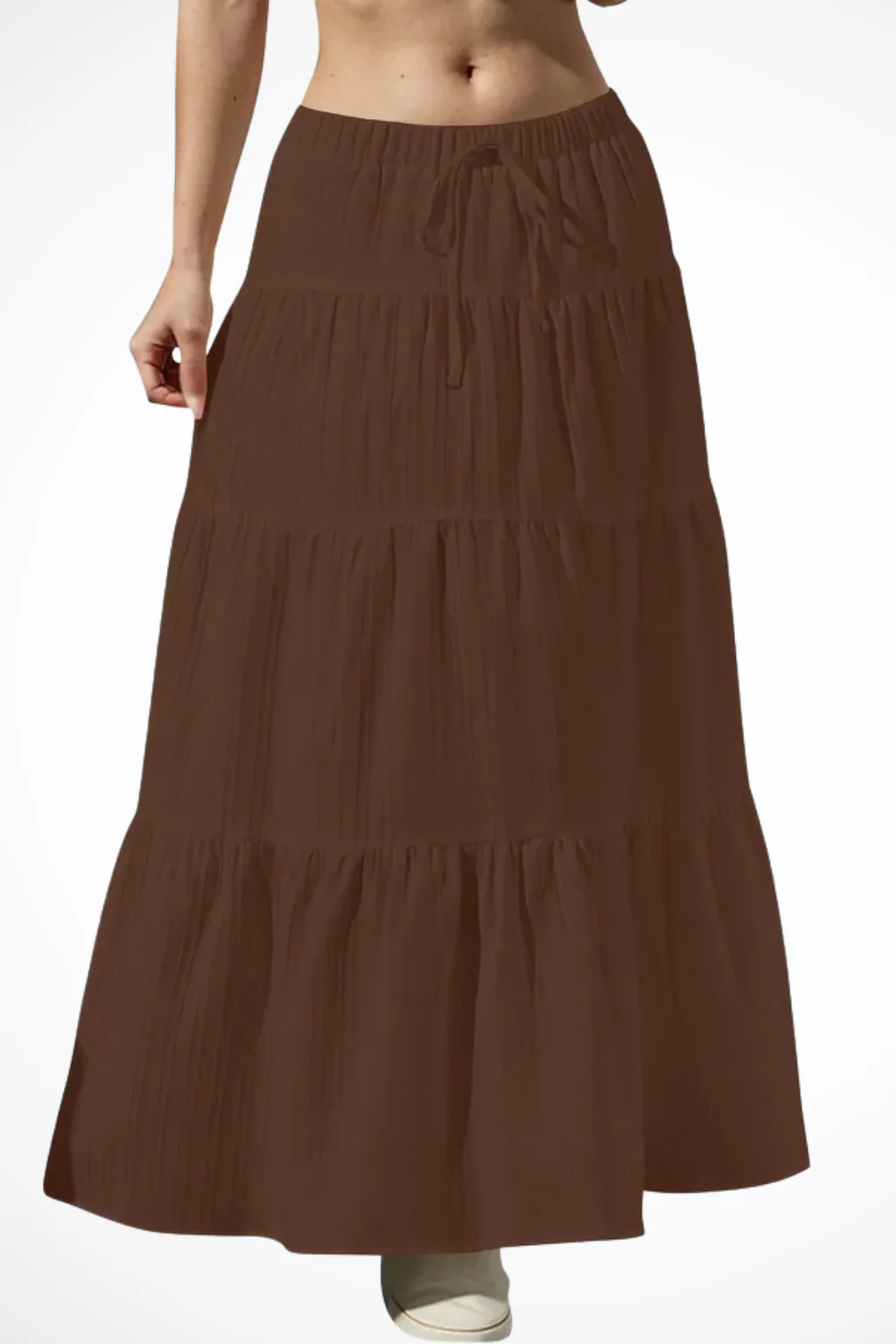 Bonnie | Women Elasticated Drawstring Waist Tiered Boho Maxi Skirt - Image 14