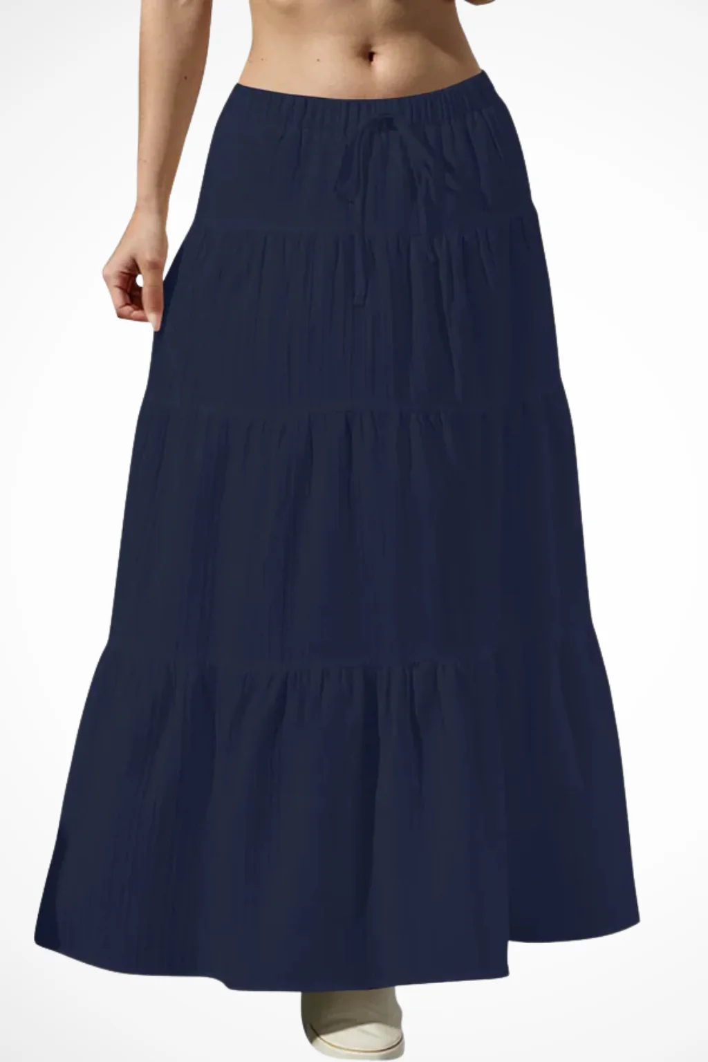Bonnie | Women Elasticated Drawstring Waist Tiered Boho Maxi Skirt - Image 16