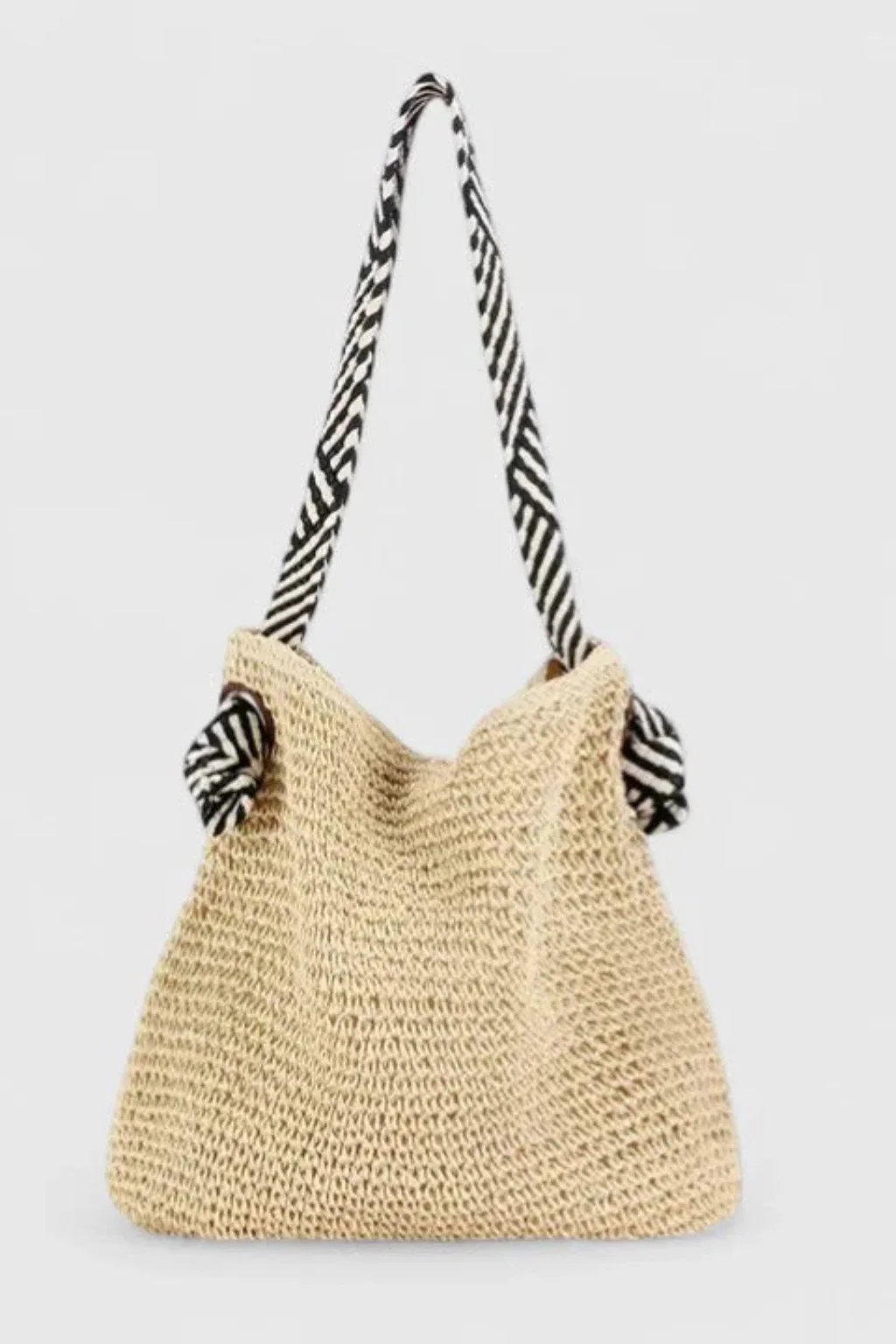 Briar | Women Woven Straw Contrast Strap Shoulder Tote Bag - Image 8