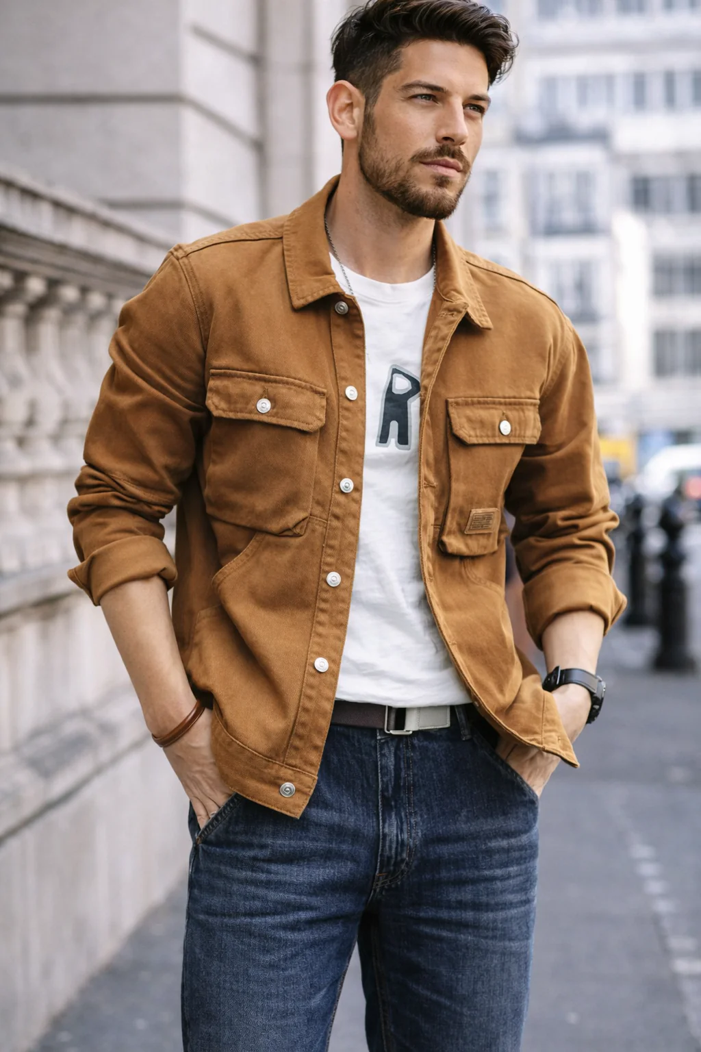Brody | Men Relaxed Fit Multi Pocket Denim Jacket - Image 6