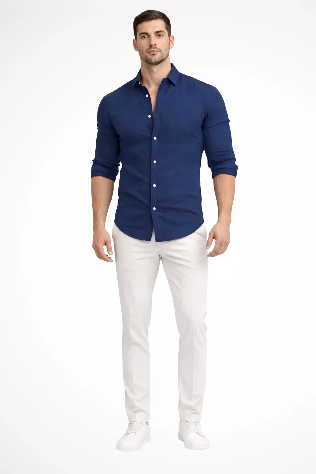 Callum | Men Loose Fit Long Sleeve Cotton Lapel Casual Summer Shirt - Image 10