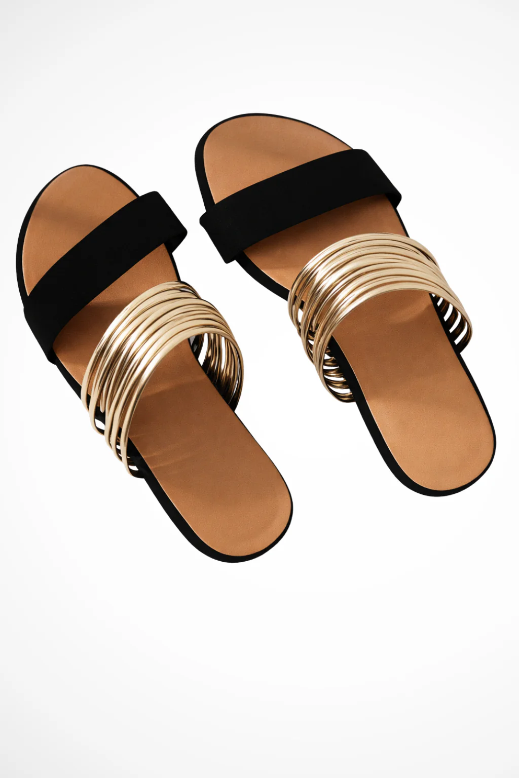 Cecily | Women Multi Ring Metallic Detail Open Toe Flat Slides - Image 6