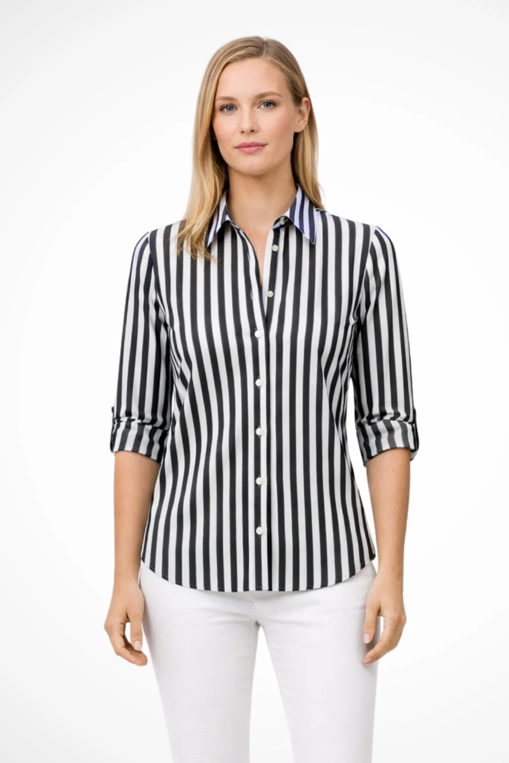 Chloe | Women Slim Fit Striped Shirt Long Sleeve Blouse - Image 3