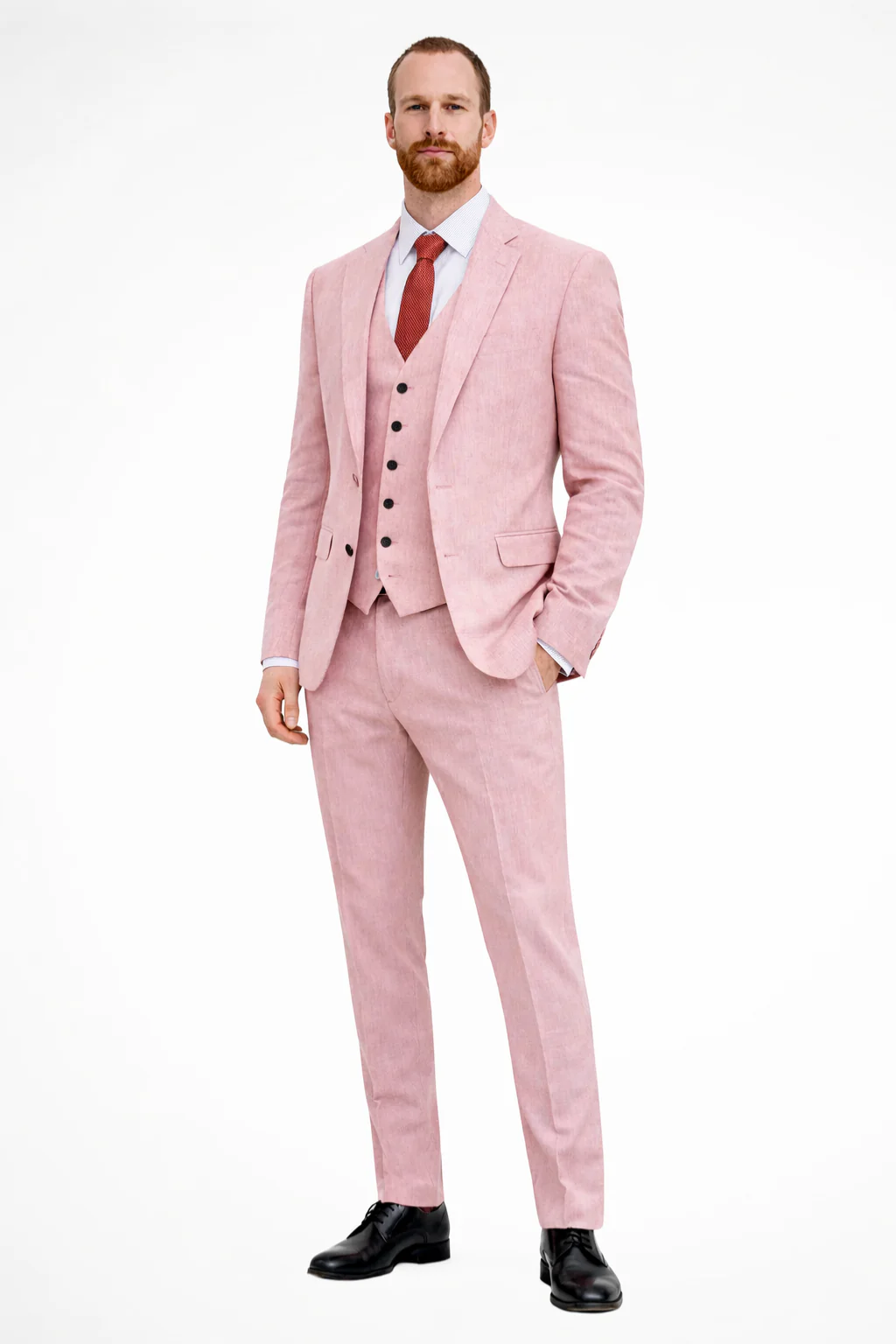 Clifton | Men Linen Three Piece Wedding Guest Suit Blazer Trousers and Waistcoat Set - Image 4