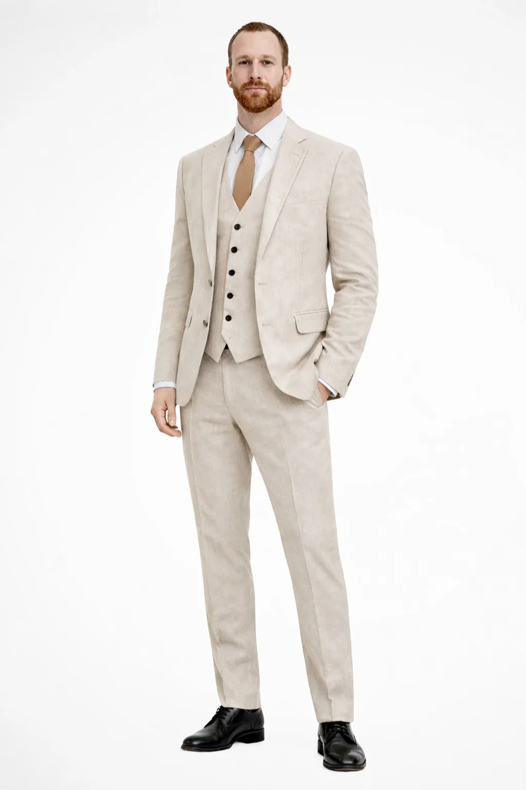 Clifton | Men Linen Three Piece Wedding Guest Suit Blazer Trousers and Waistcoat Set - Image 7