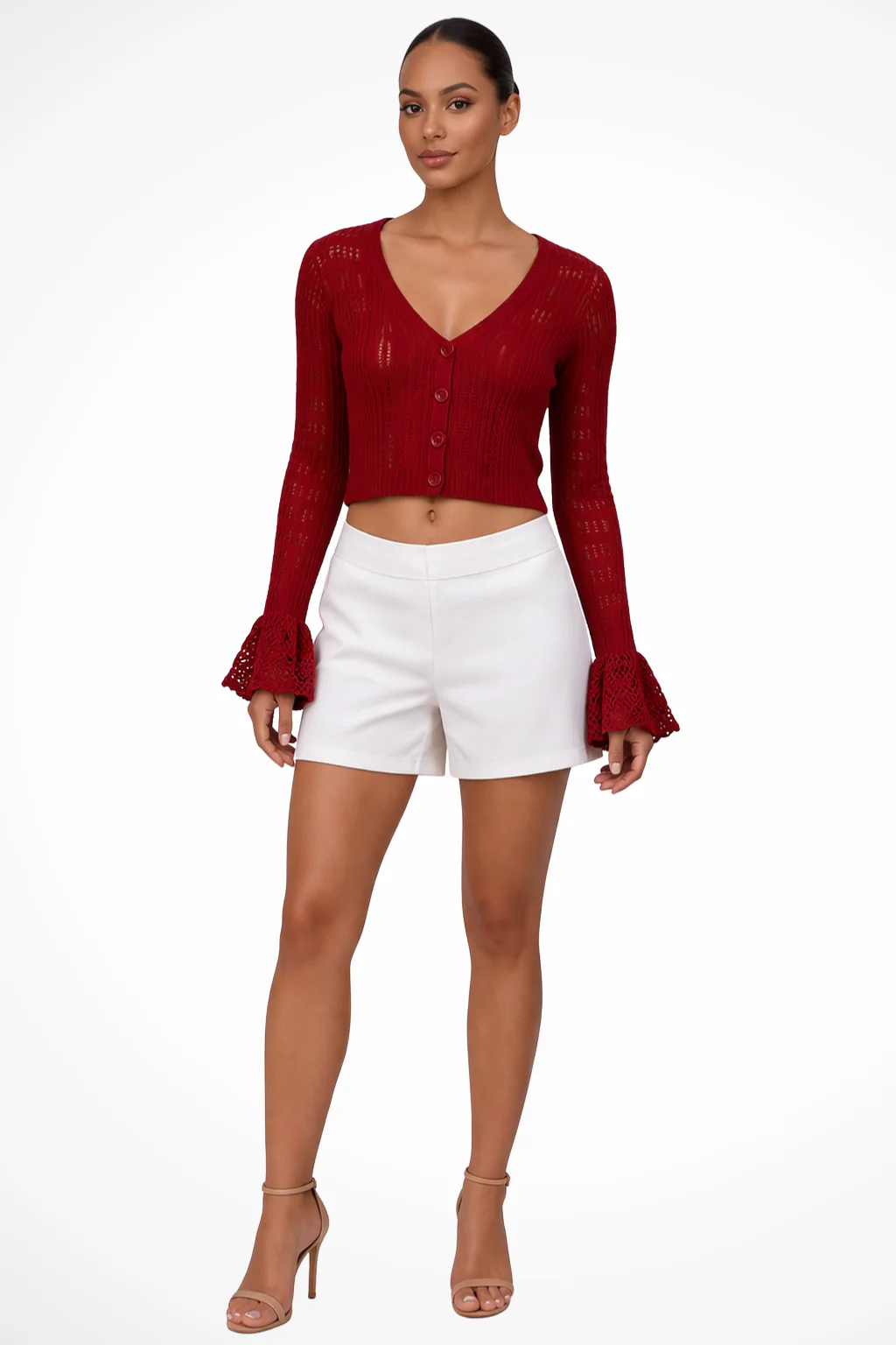 Daphne | Women Crochet Cardigan with Bell Sleeve Detail - Image 11