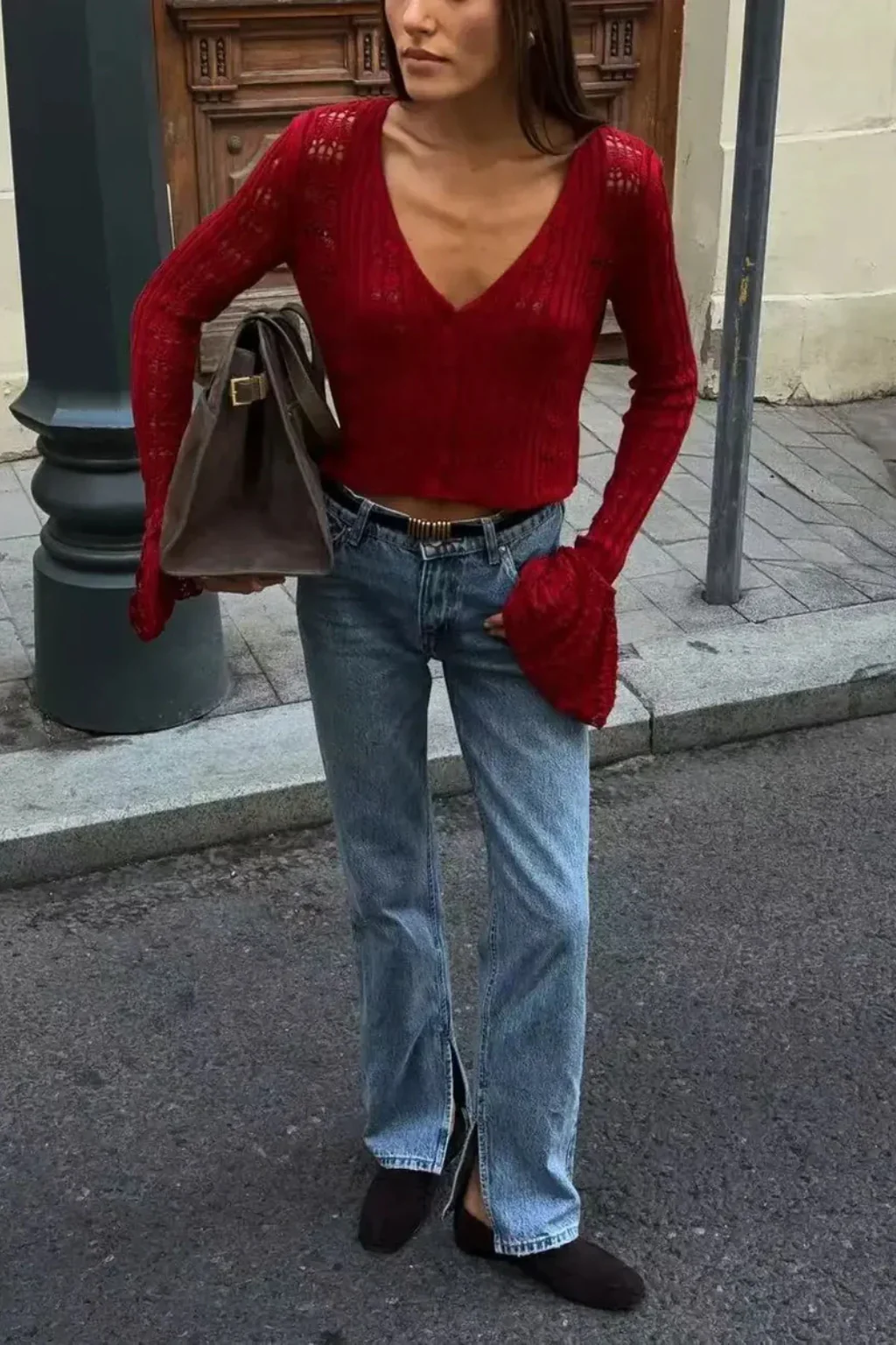 Daphne | Women Crochet Cardigan with Bell Sleeve Detail - Image 12