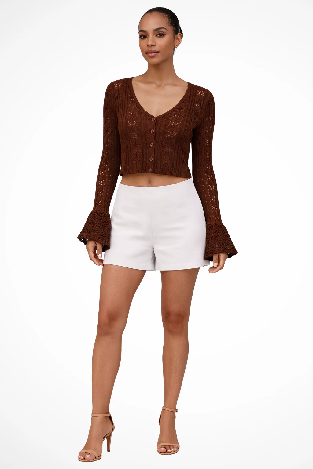 Daphne | Women Crochet Cardigan with Bell Sleeve Detail - Image 13