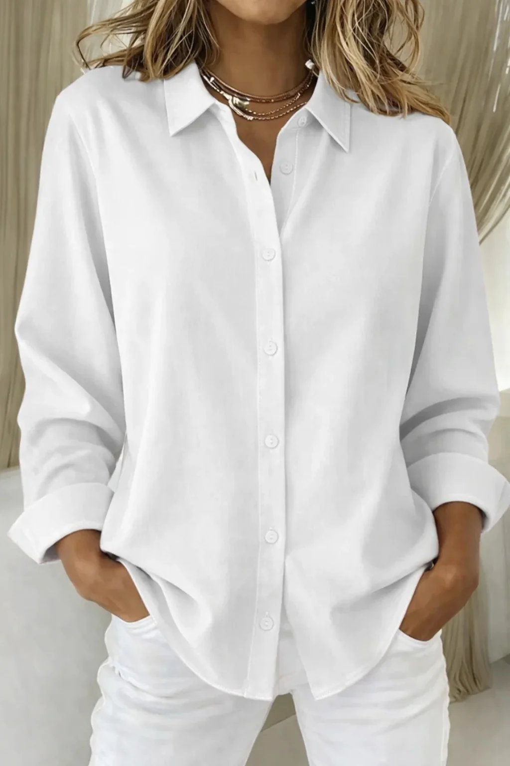 Darcy | Women Relaxed Fit Long Sleeve Collared Button Down Shirt - Image 10