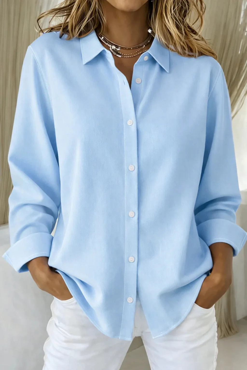 Darcy | Women Relaxed Fit Long Sleeve Collared Button Down Shirt - Image 12