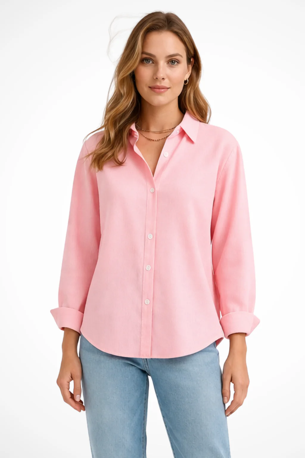 Darcy | Women Relaxed Fit Long Sleeve Collared Button Down Shirt - Image 3
