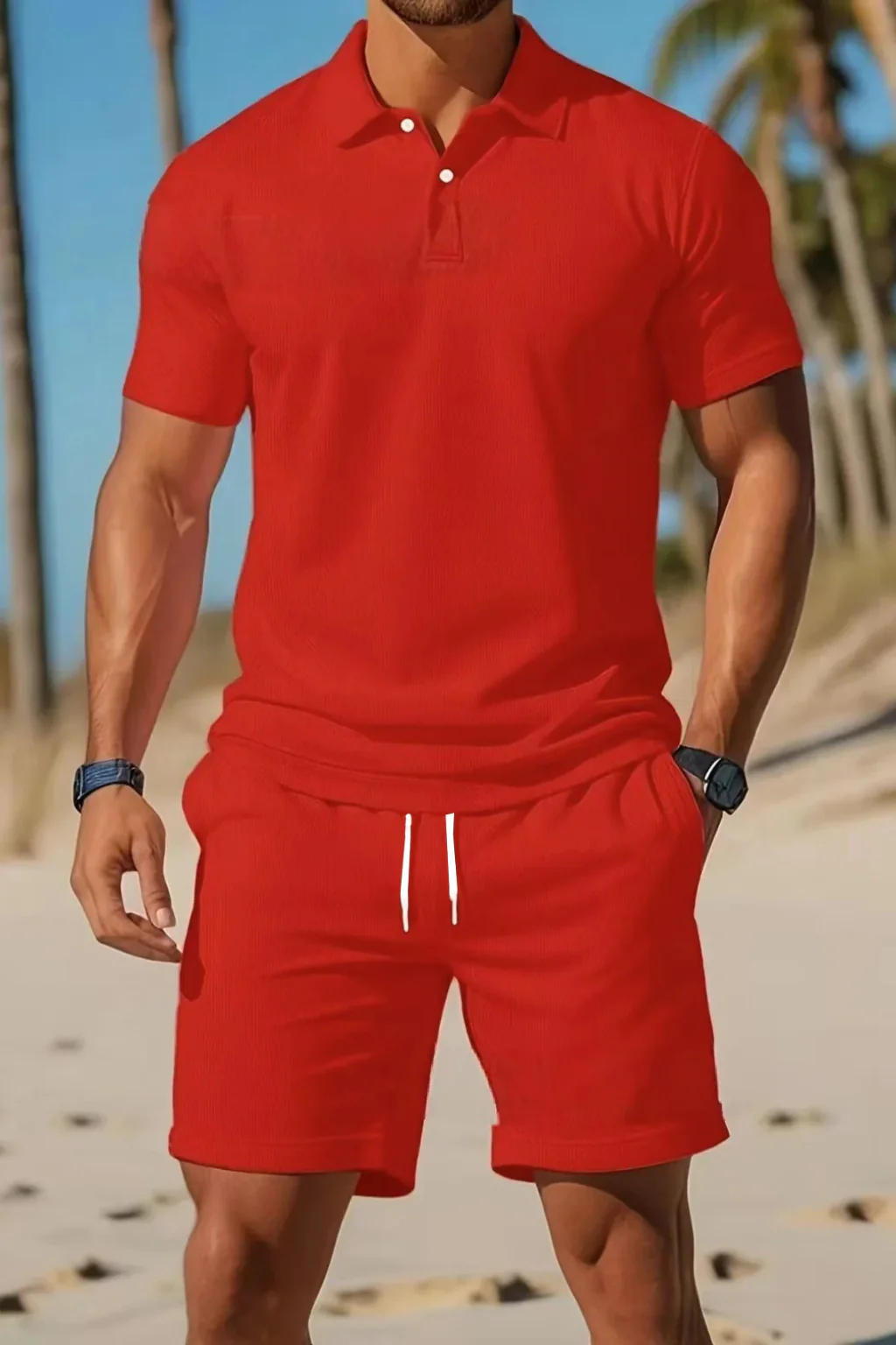 Dexter | Men Short Sleeve Polo Shirt and Drawstring Shorts Summer Outfit Set - Image 10
