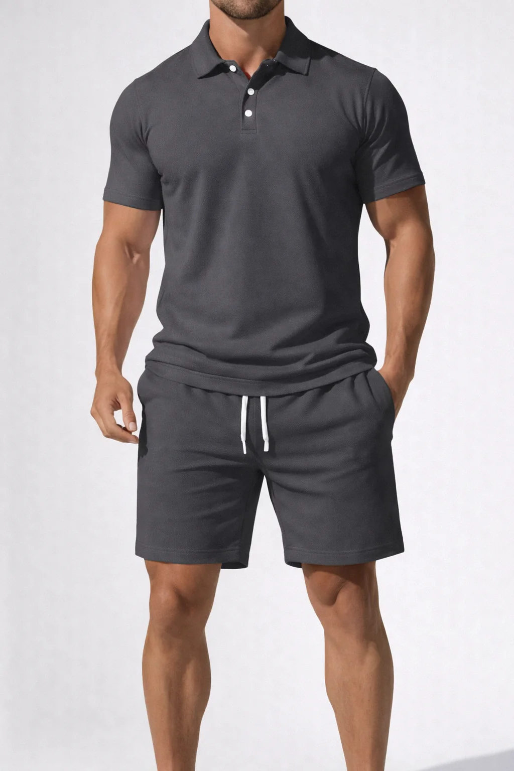 Dexter | Men Short Sleeve Polo Shirt and Drawstring Shorts Summer Outfit Set - Image 11