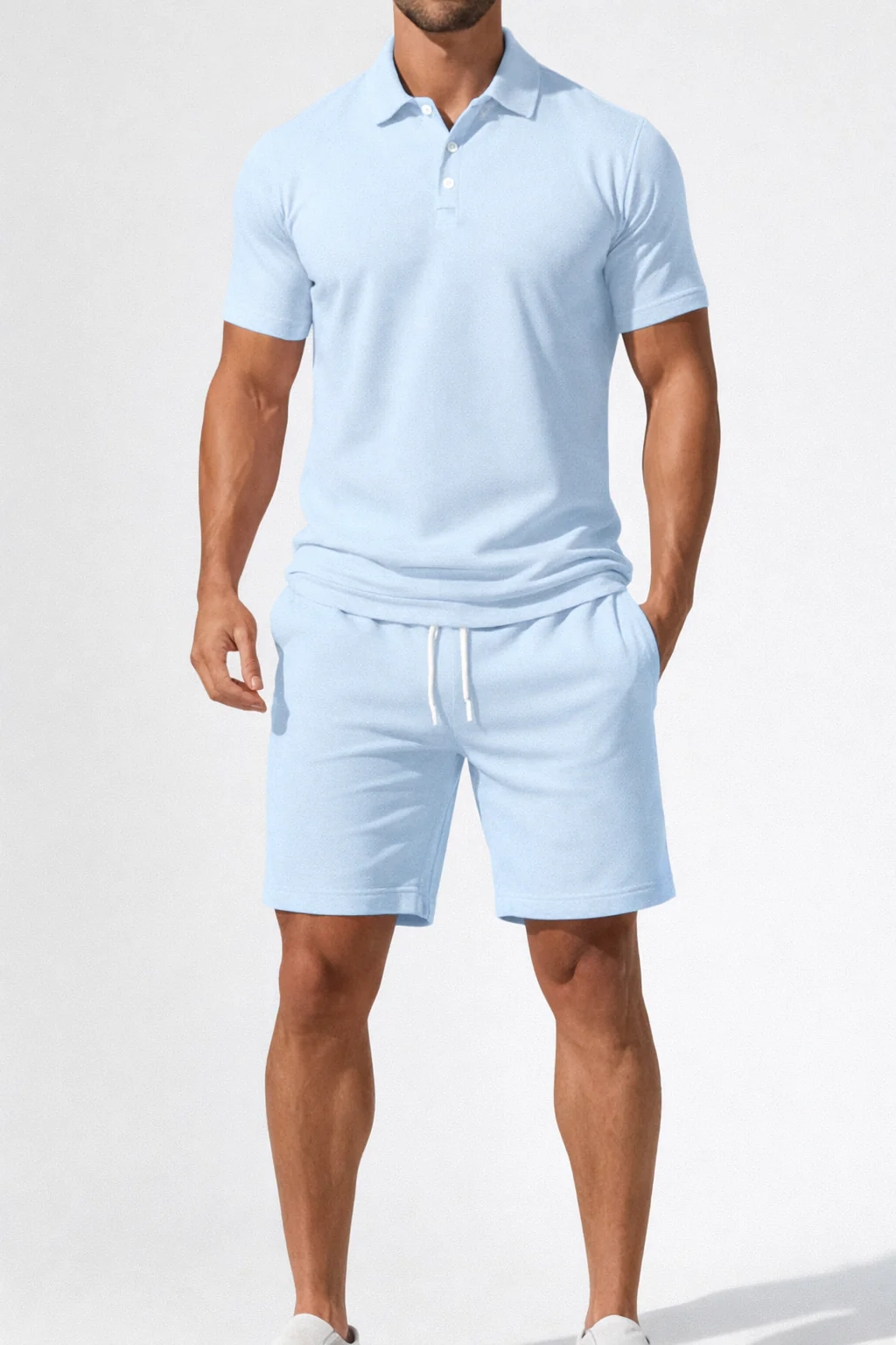 Dexter | Men Short Sleeve Polo Shirt and Drawstring Shorts Summer Outfit Set - Image 13