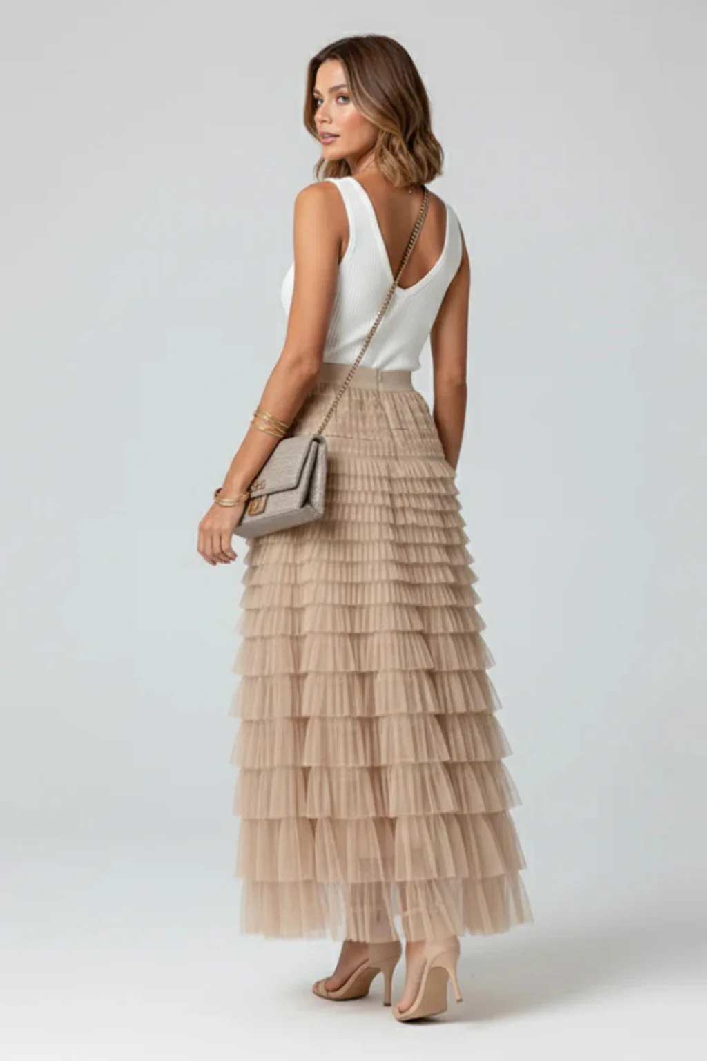 Emmeline | Women Layered Tulle Tiered Midi Skirt - Image 5