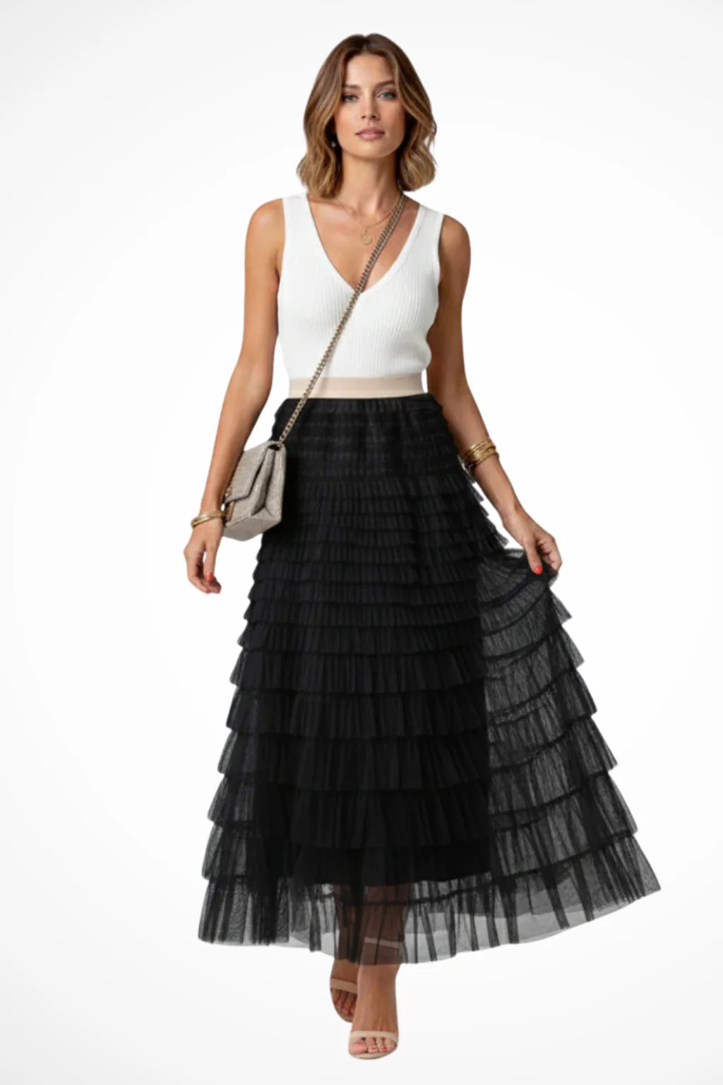 Emmeline | Women Layered Tulle Tiered Midi Skirt - Image 6