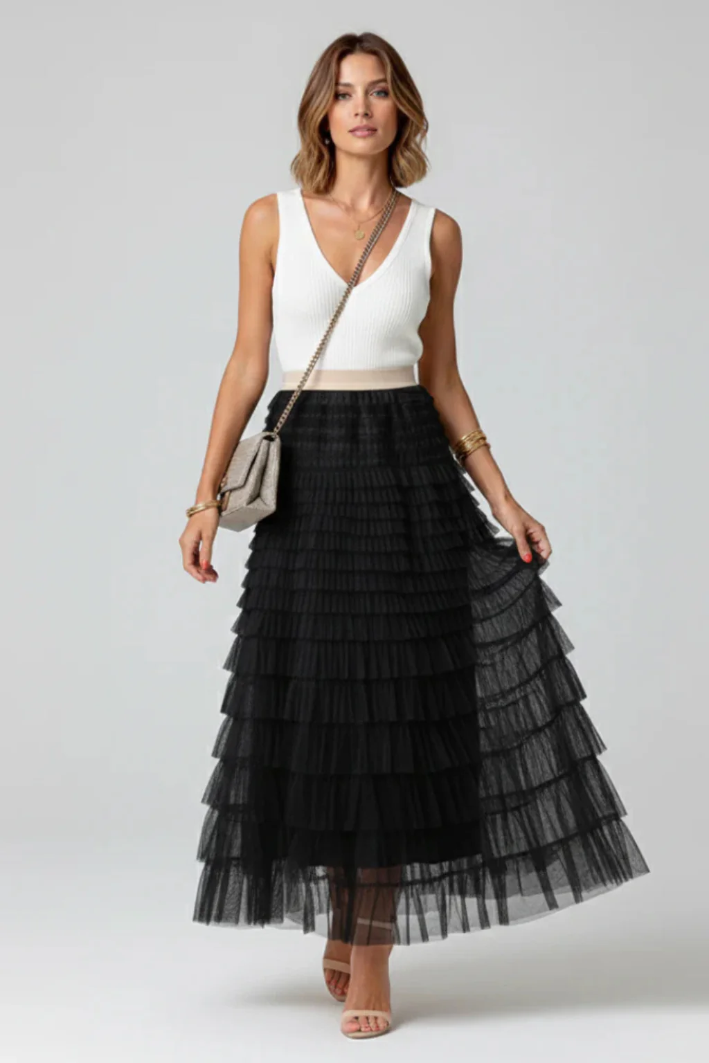 Emmeline | Women Layered Tulle Tiered Midi Skirt - Image 7
