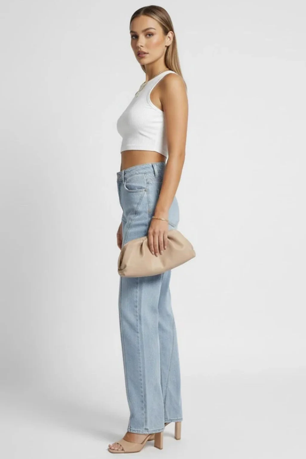 Everly | Women High Waist Wide Leg Denim Jeans with Seam Detail - Image 5