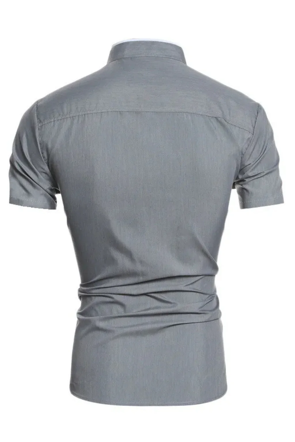 Finlay | Men Buttoned Slim Fit Short Sleeve Shirt with Stand Collar - Image 5