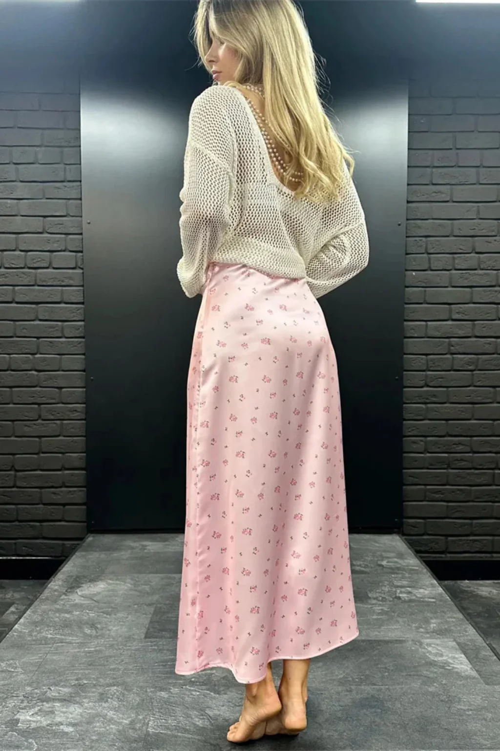 Flora | Women Floral Print Satin Bias Cut Maxi Skirt - Image 5