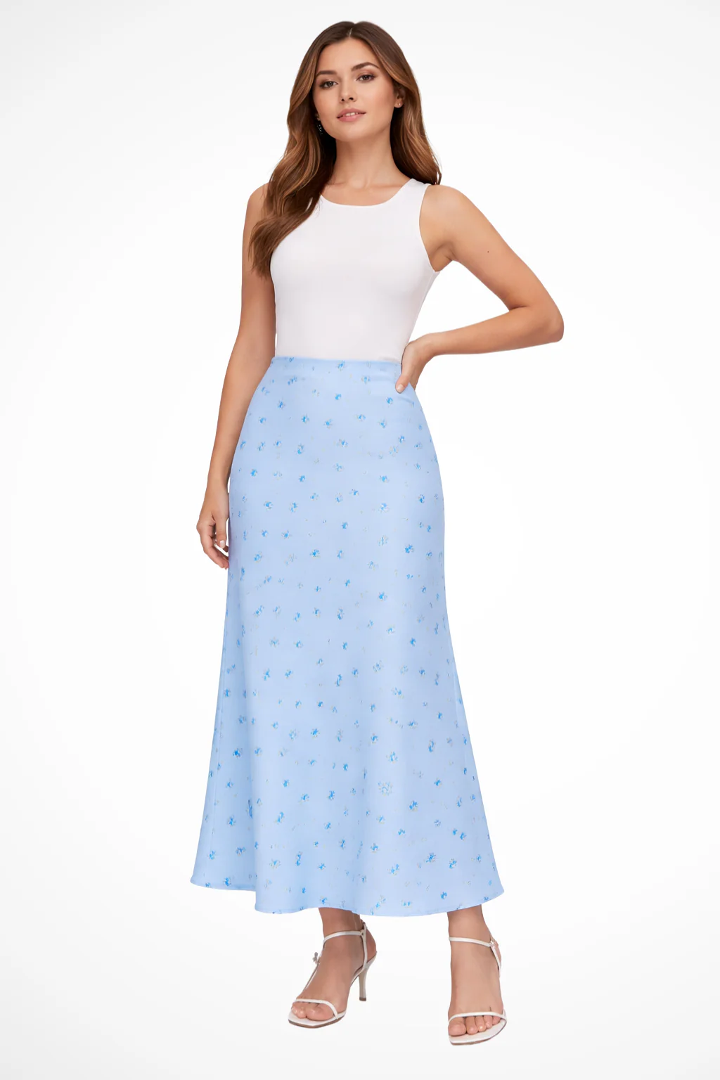 Flora | Women Floral Print Satin Bias Cut Maxi Skirt - Image 6
