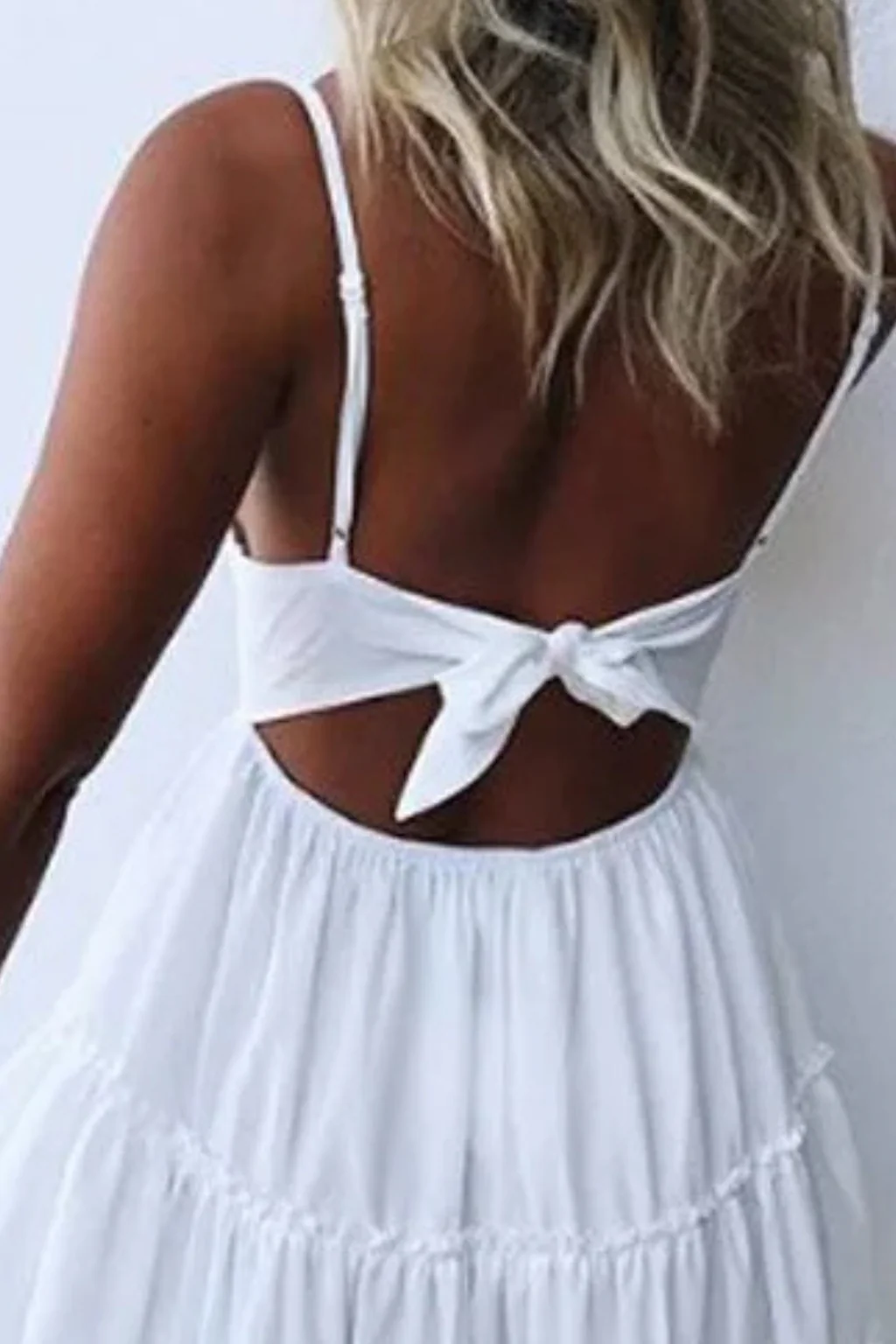 Freja | Women’s White Lace Summer Midi Dress with Spaghetti Straps & Open Back - Image 10