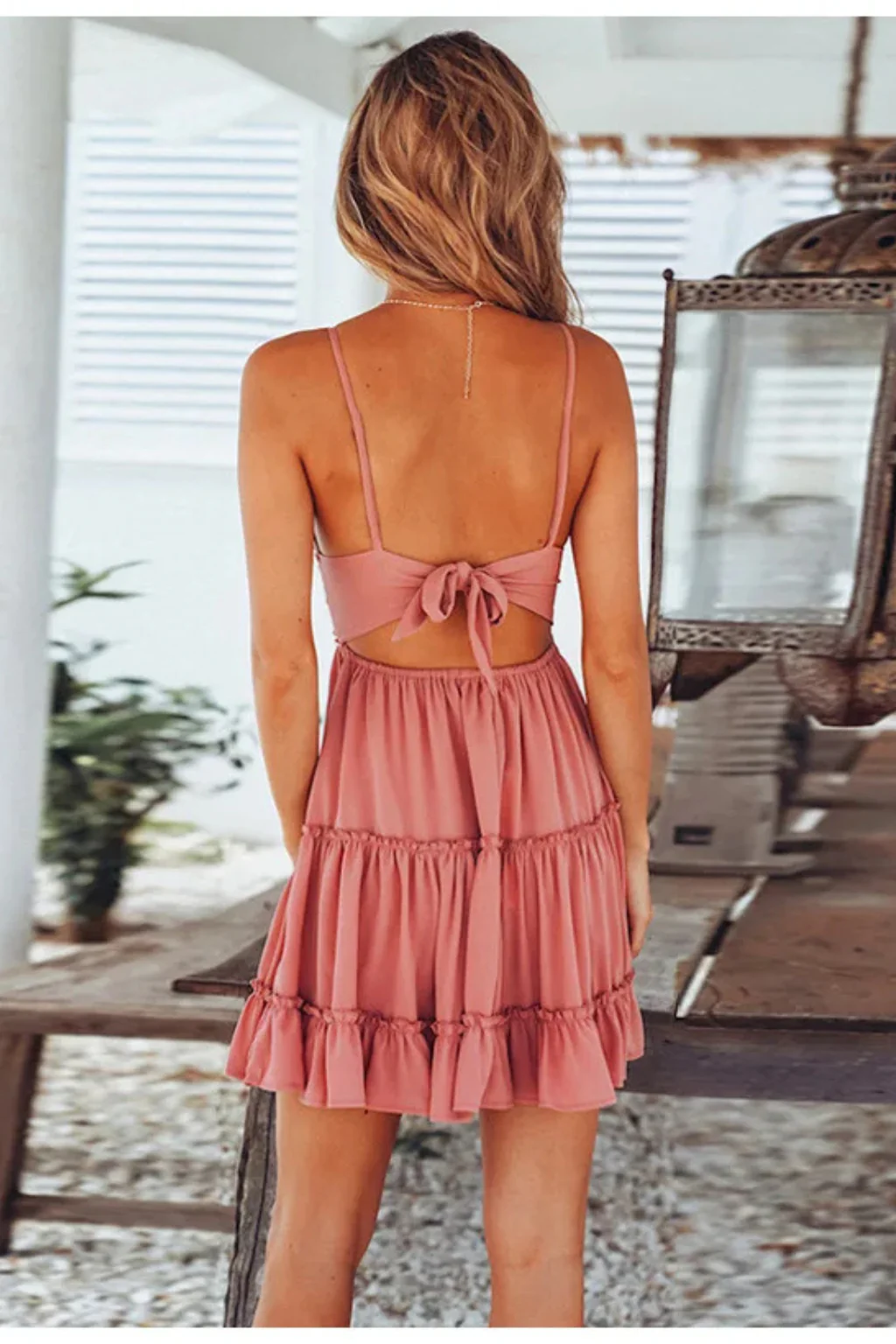 Freja | Women’s White Lace Summer Midi Dress with Spaghetti Straps & Open Back - Image 6