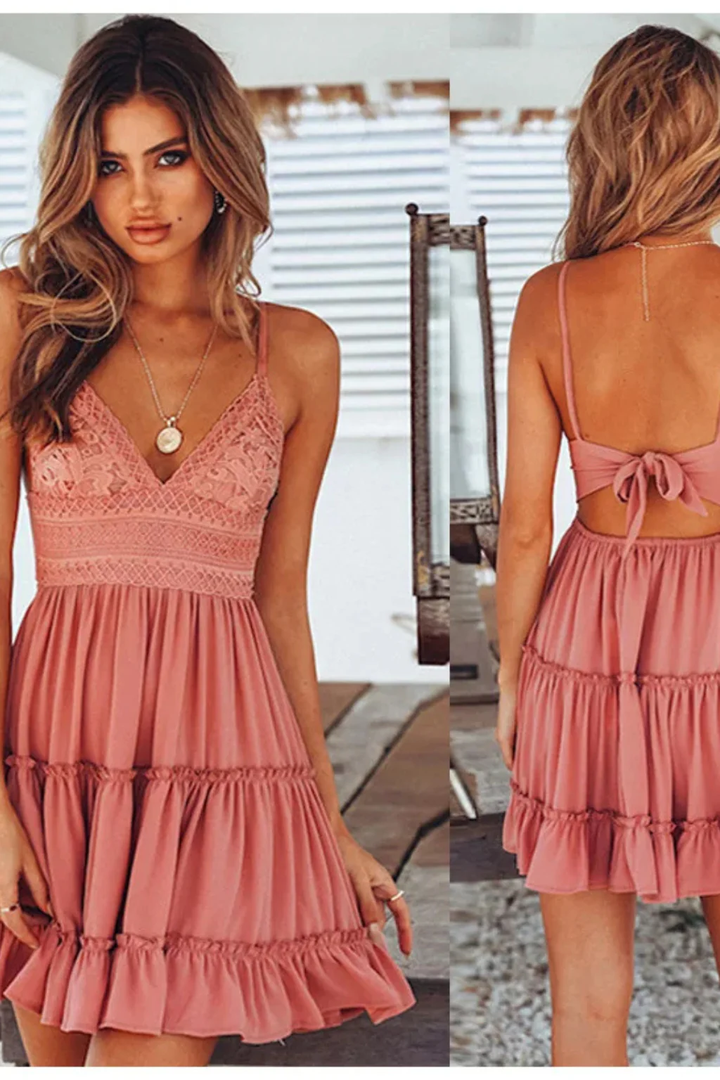 Freja | Women’s White Lace Summer Midi Dress with Spaghetti Straps & Open Back - Image 7