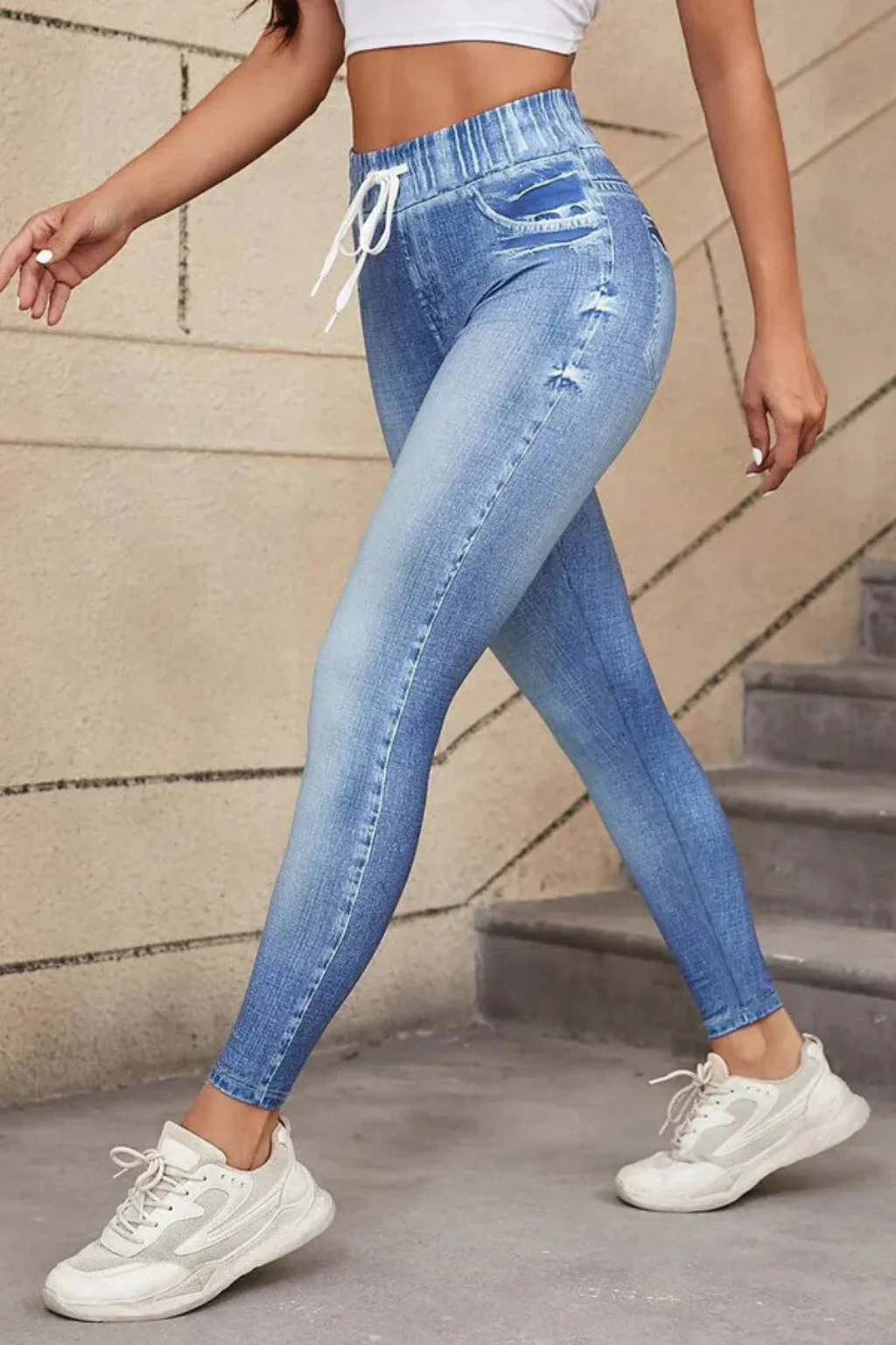 Freya | Women High Waist Drawstring Skinny Denim Jeans - Image 3