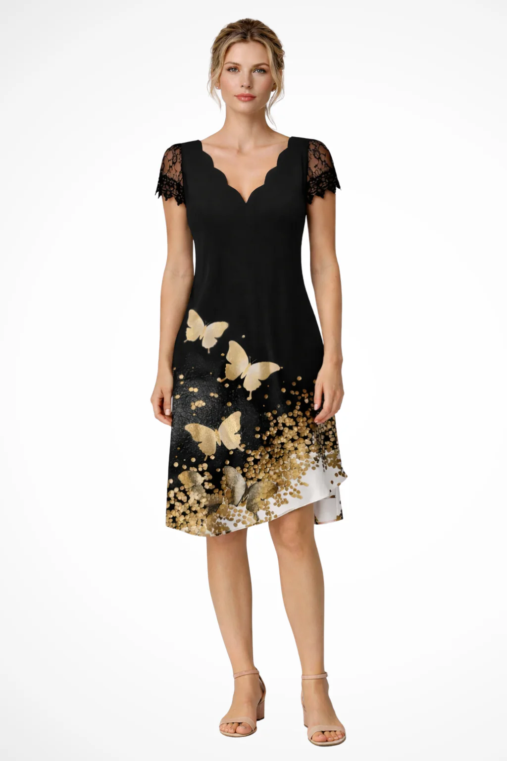 Harriet | Women Lace Sleeve Midi Wedding Guest Dress - Image 6